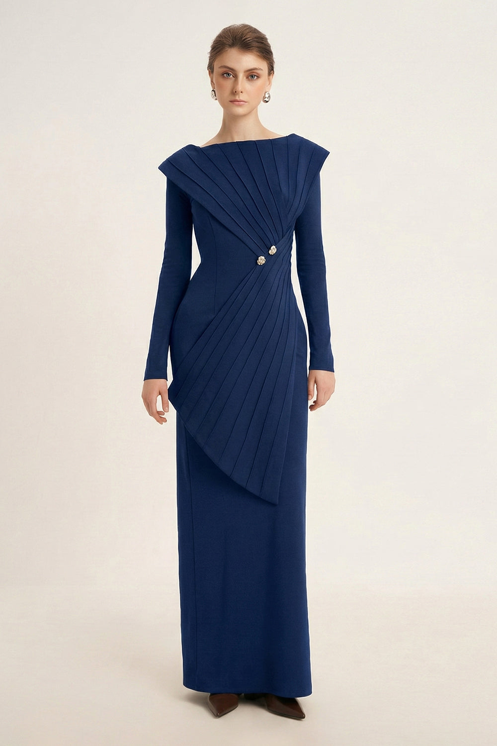 Mirer - Salvia Sheath Ponte Knit Maxi Dress
