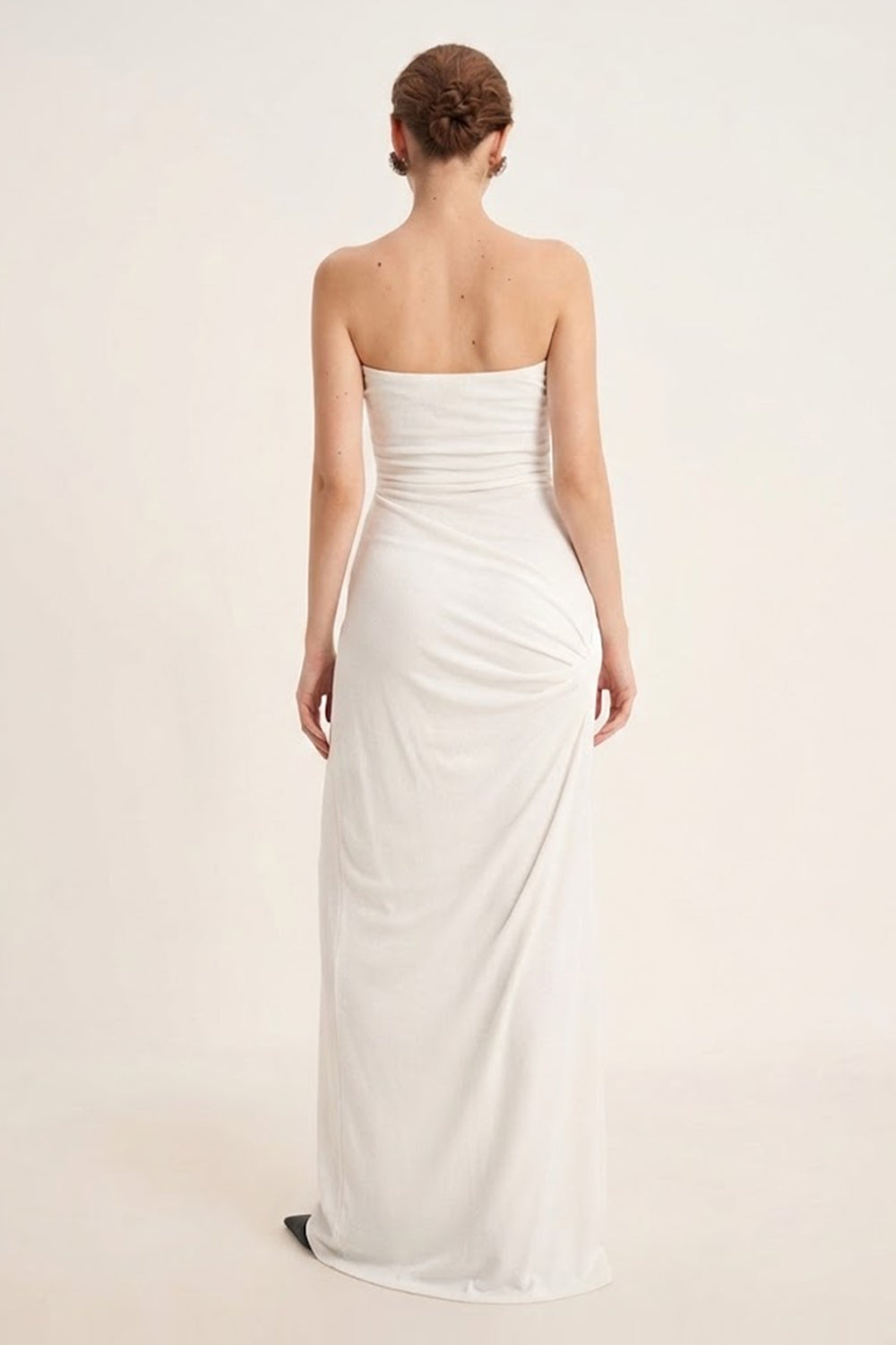 Mirer - Pansy Sheath Elastance Jersey Maxi Dress With Cape