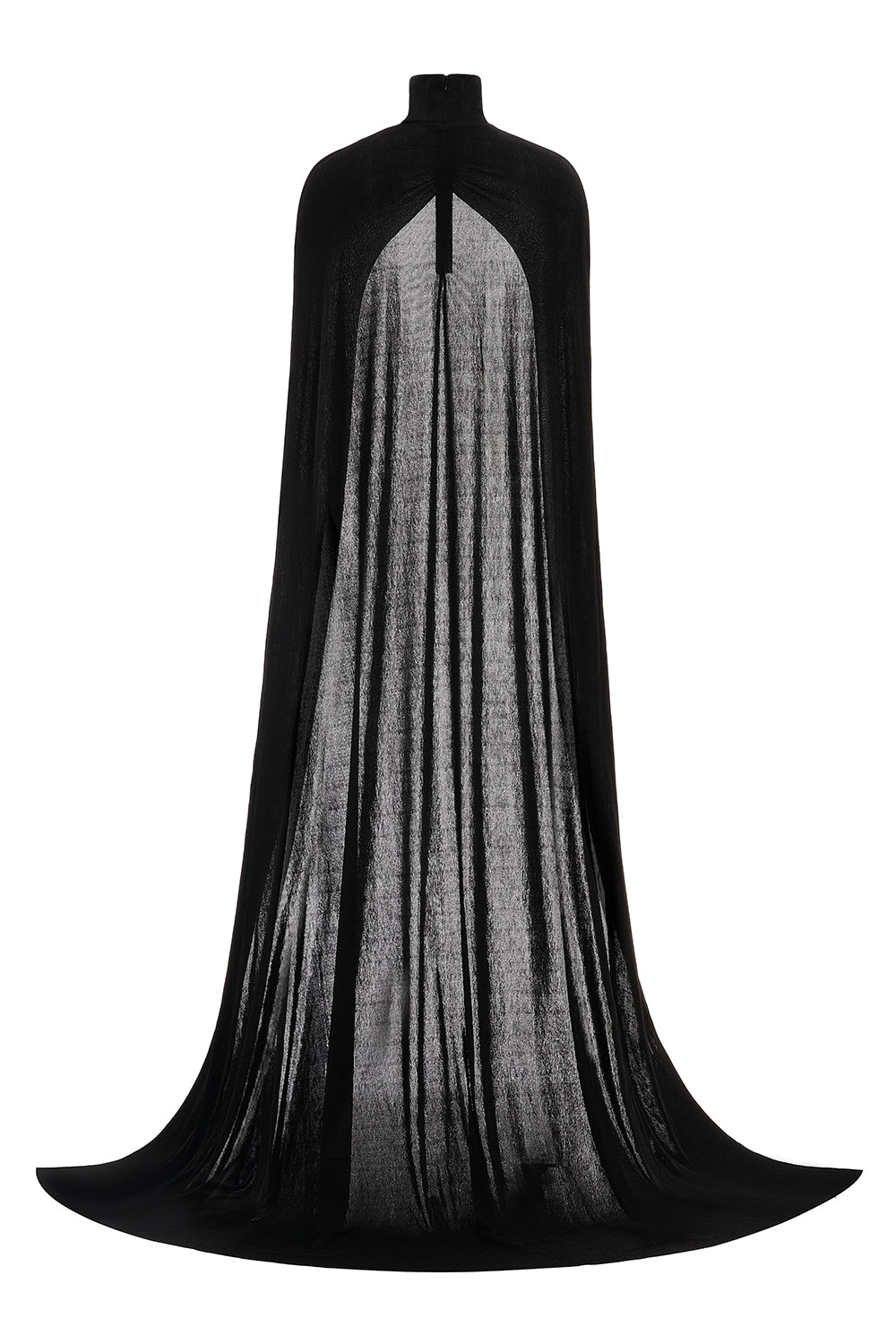 Mirer - Pansy Sheath Elastance Jersey Maxi Dress With Cape