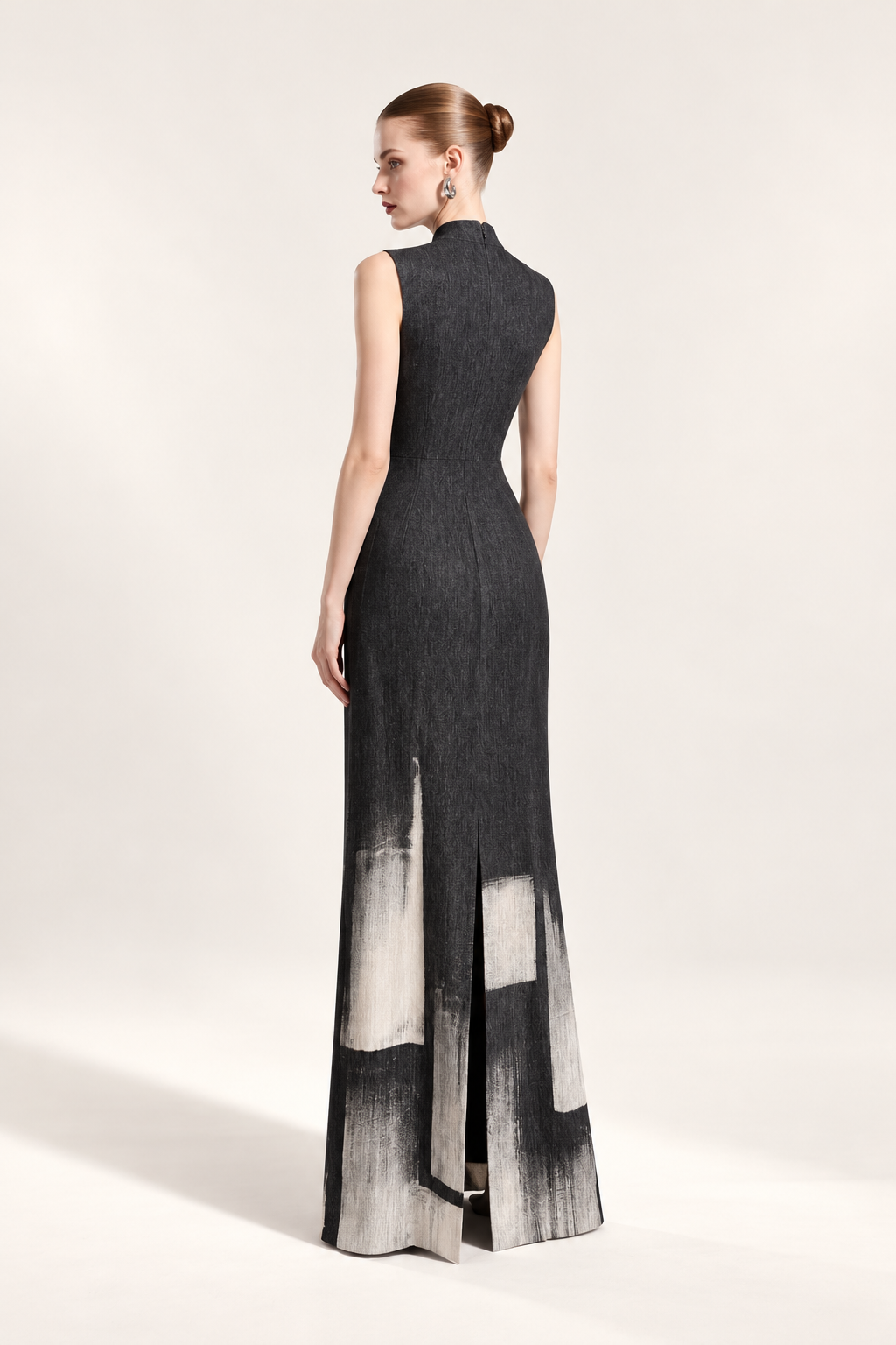 Brushstroke Charcoal Column Dress