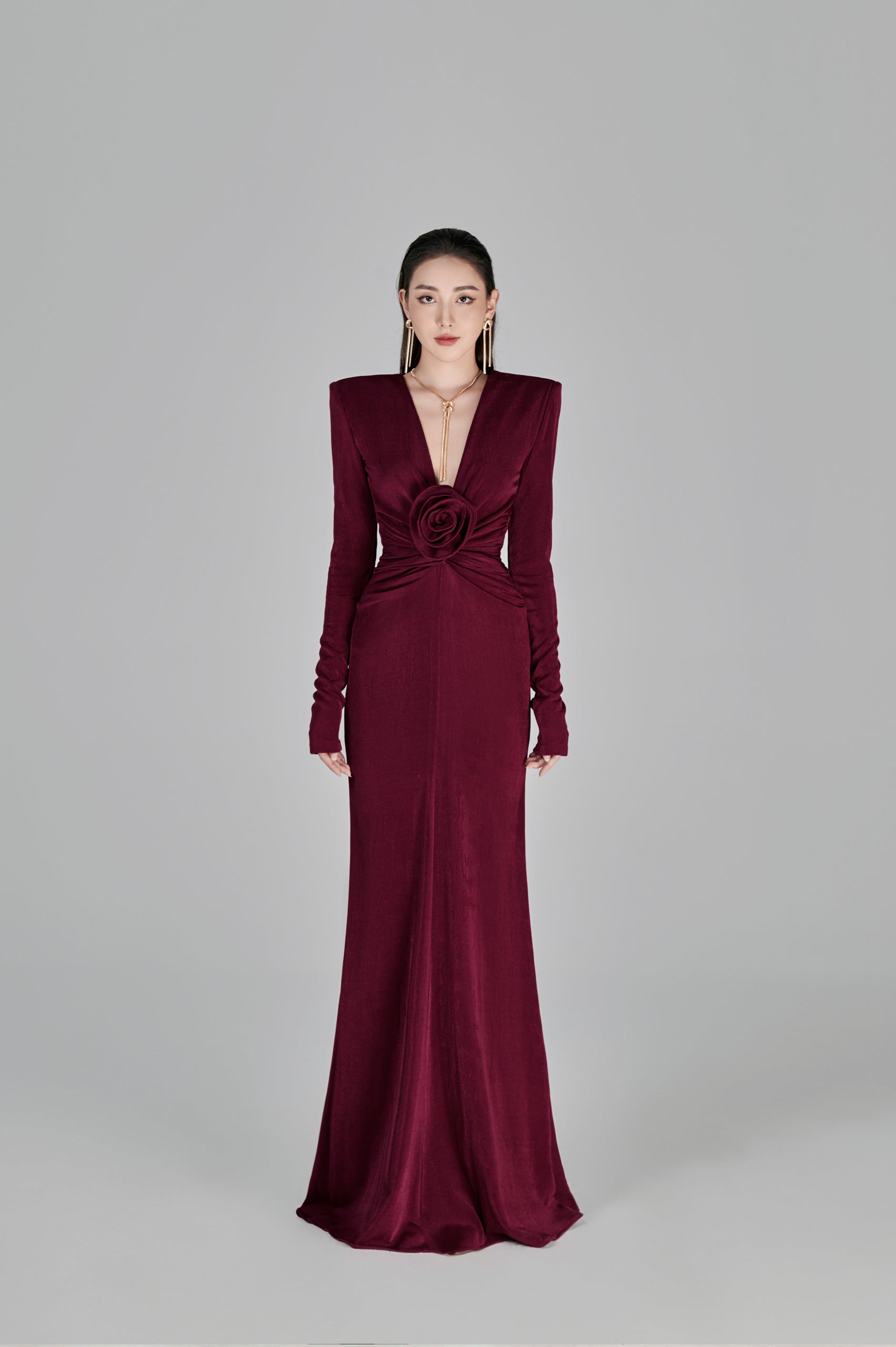 Erina Deep V-neck Fishtail Gown