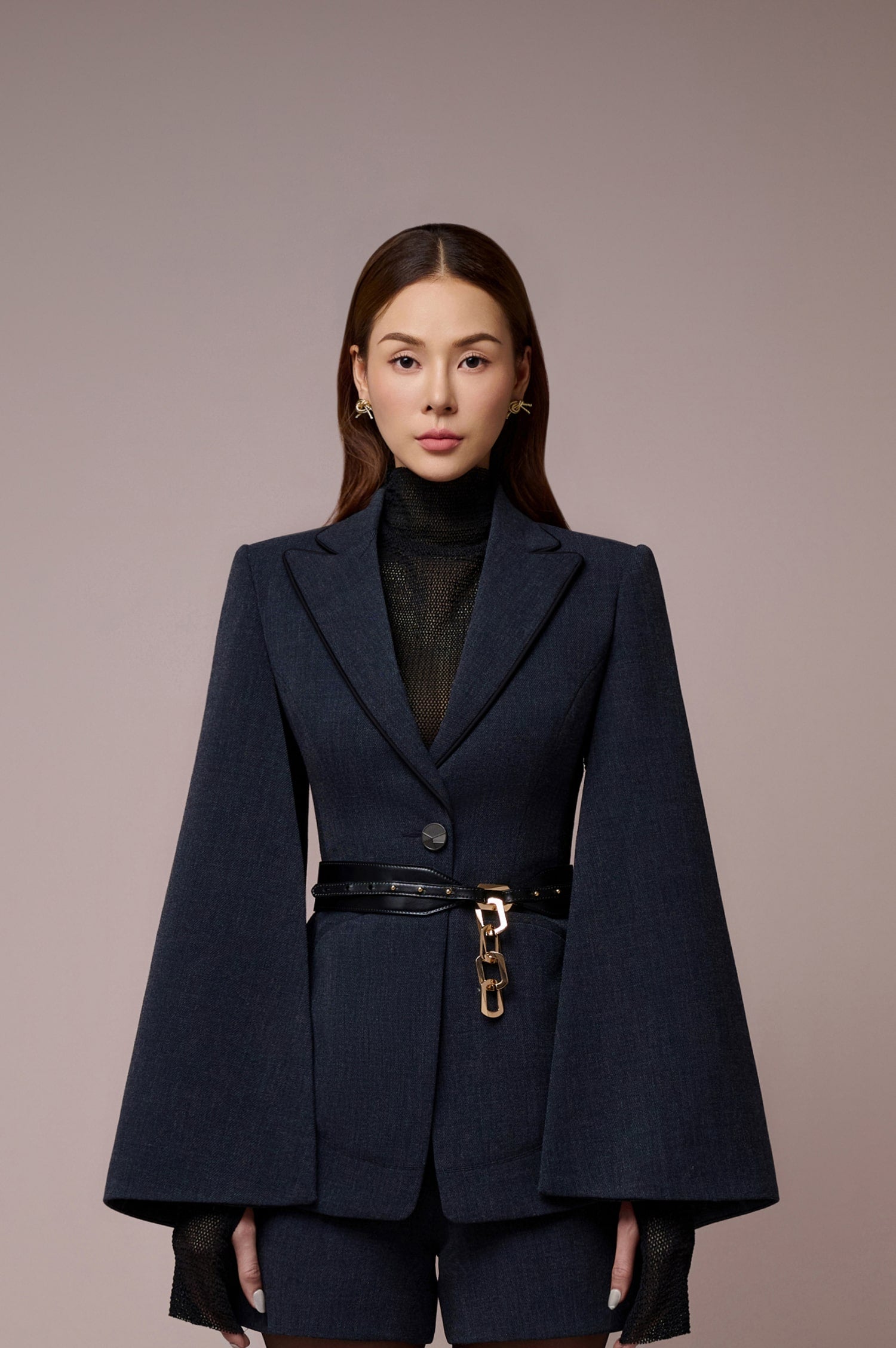 Chrysalis Caped Sleeves Blazer Chrysalis High Rise Short