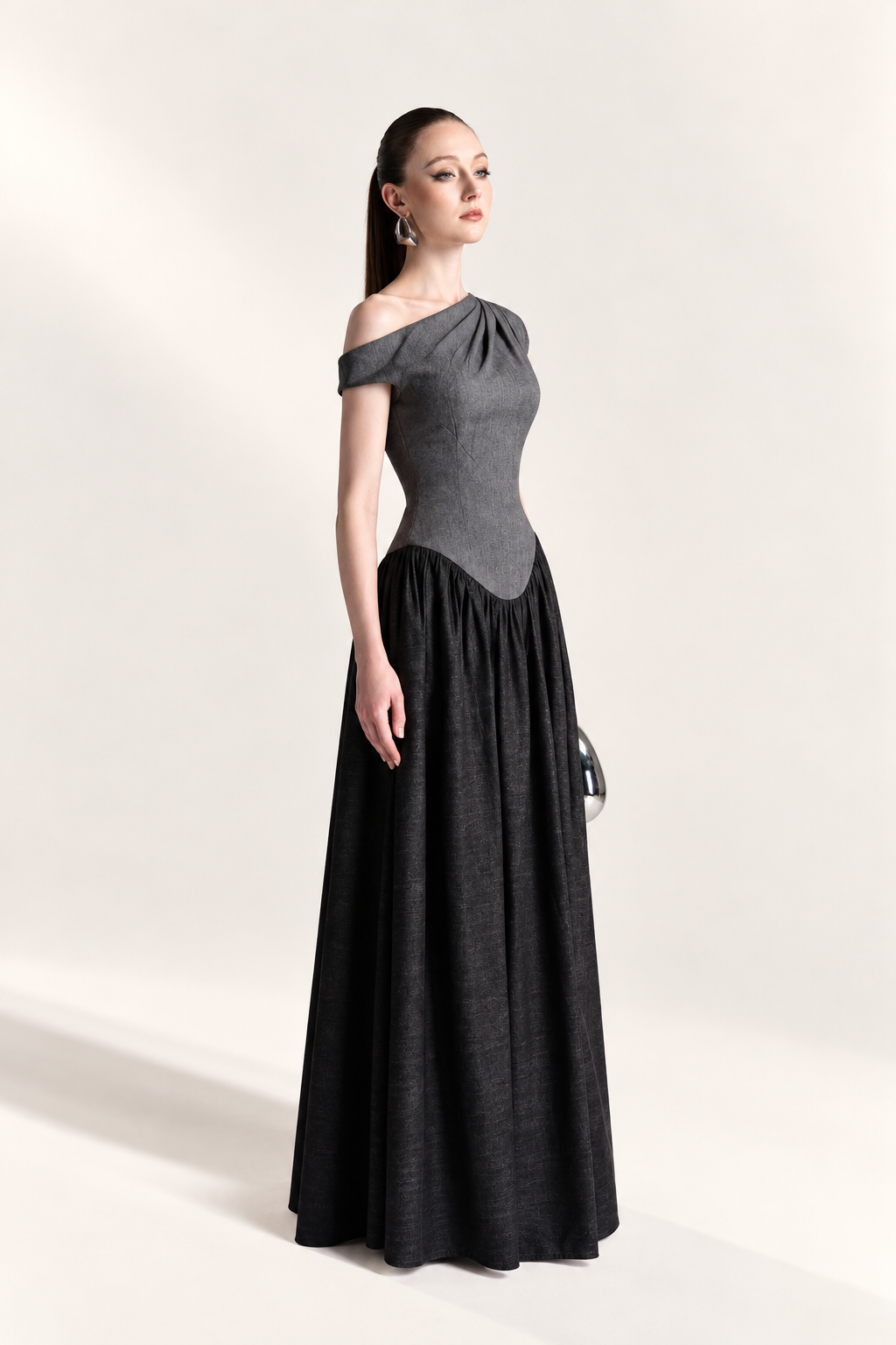 Basque Waist Denim Dress