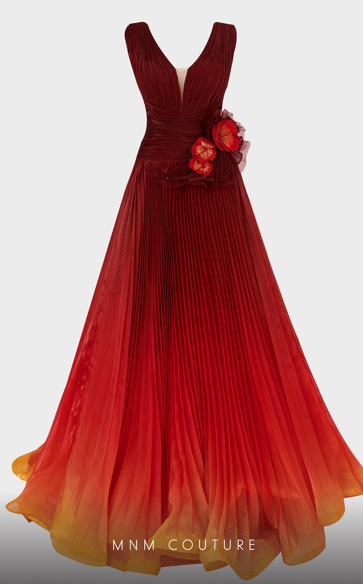 V-Neck Pleated Prom Gown 2708