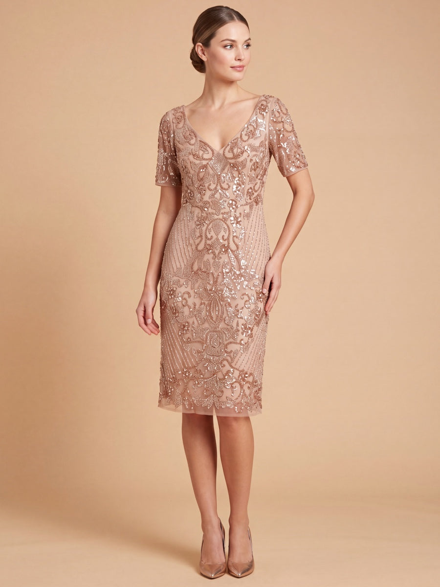 Embellished Midi Dress with Short Sleeves | 28846