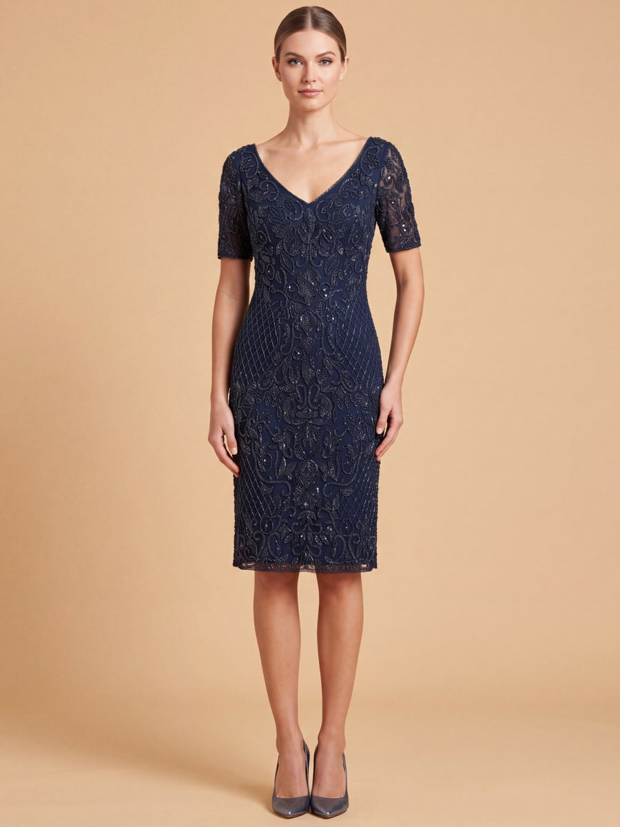 Embellished Midi Dress with Short Sleeves | 28846