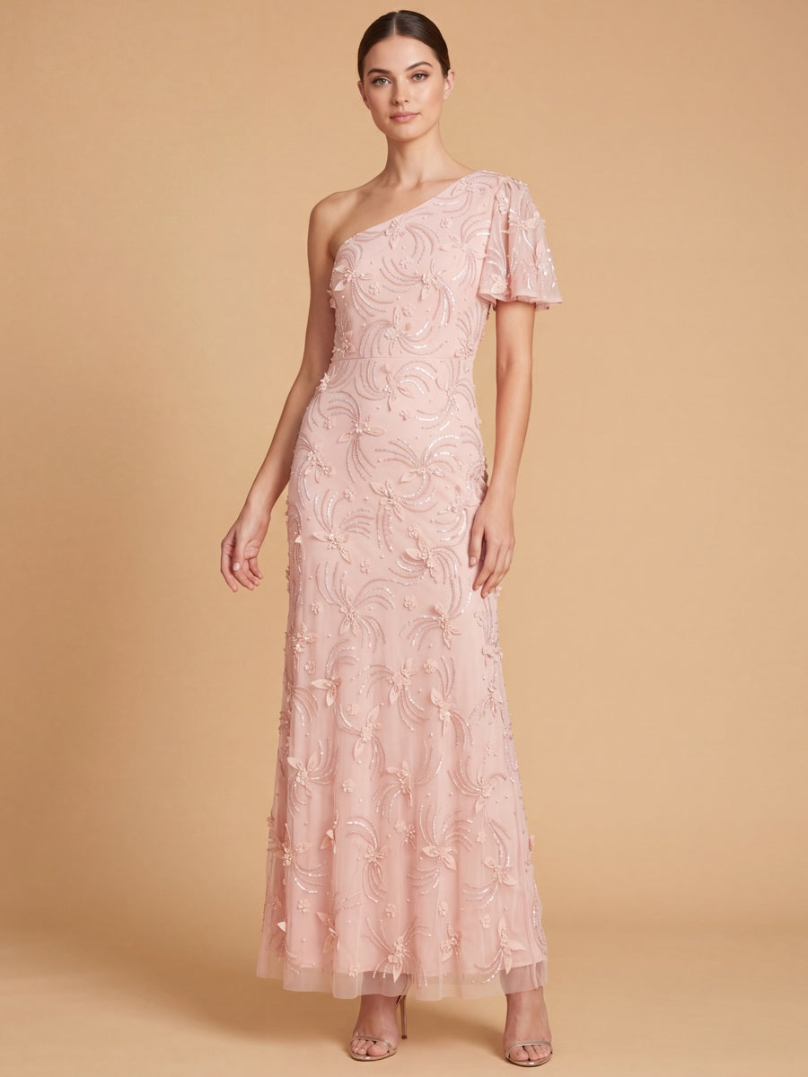 3D Floral Embellished One Shoulder Gown | 28848