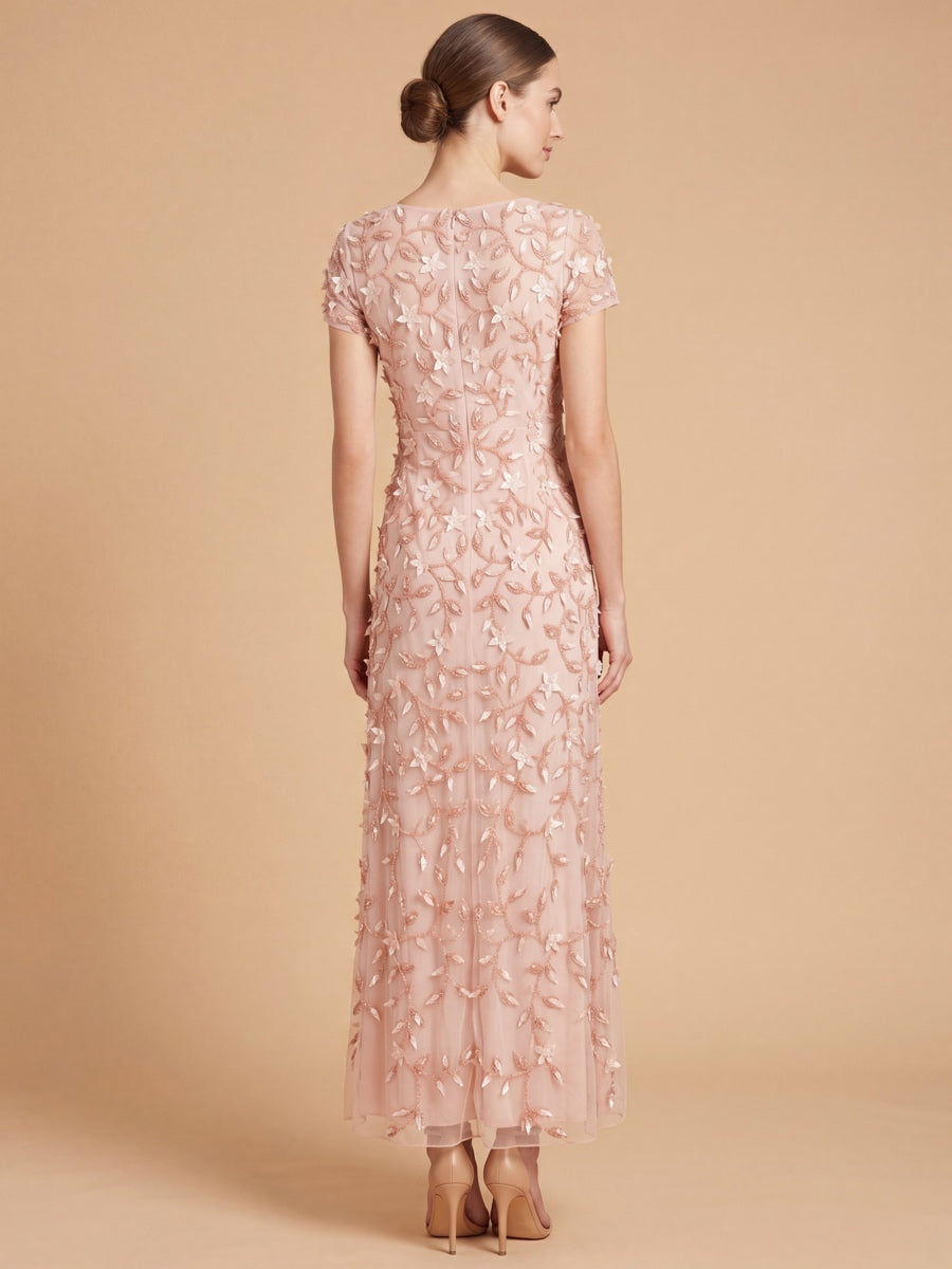 3D Floral Embellished Gown with Cap Sleeves | 28850