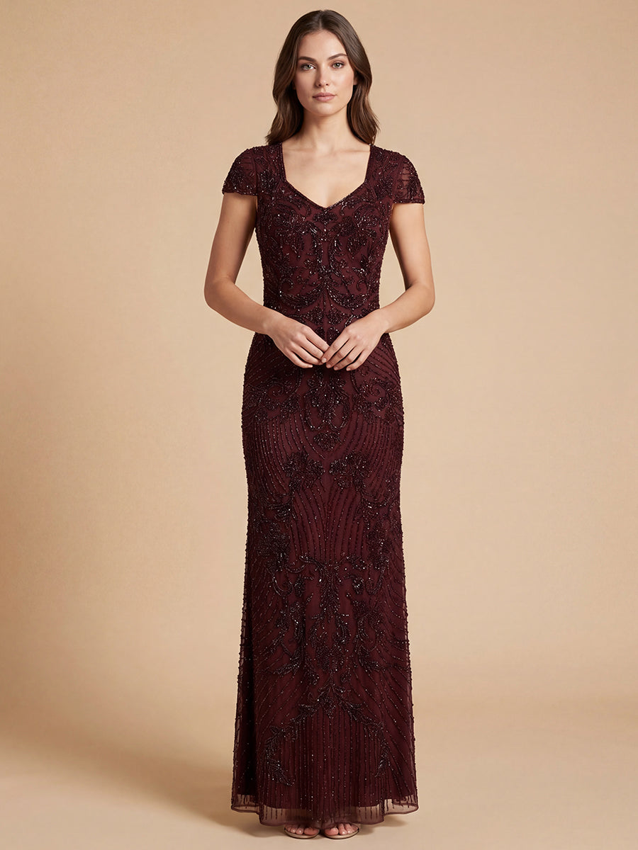 Lara 28863 - Beaded Cap Sleeve Gown