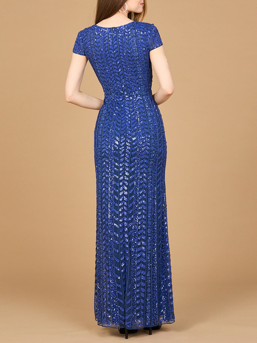 Beaded Gown with Glamourous Cap Sleeves 28900