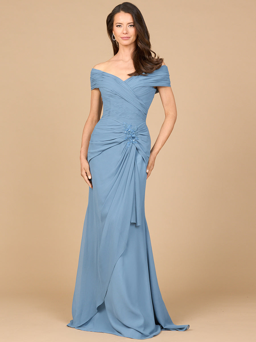 Off Shoulder Elegant Chiffon Gown 28912