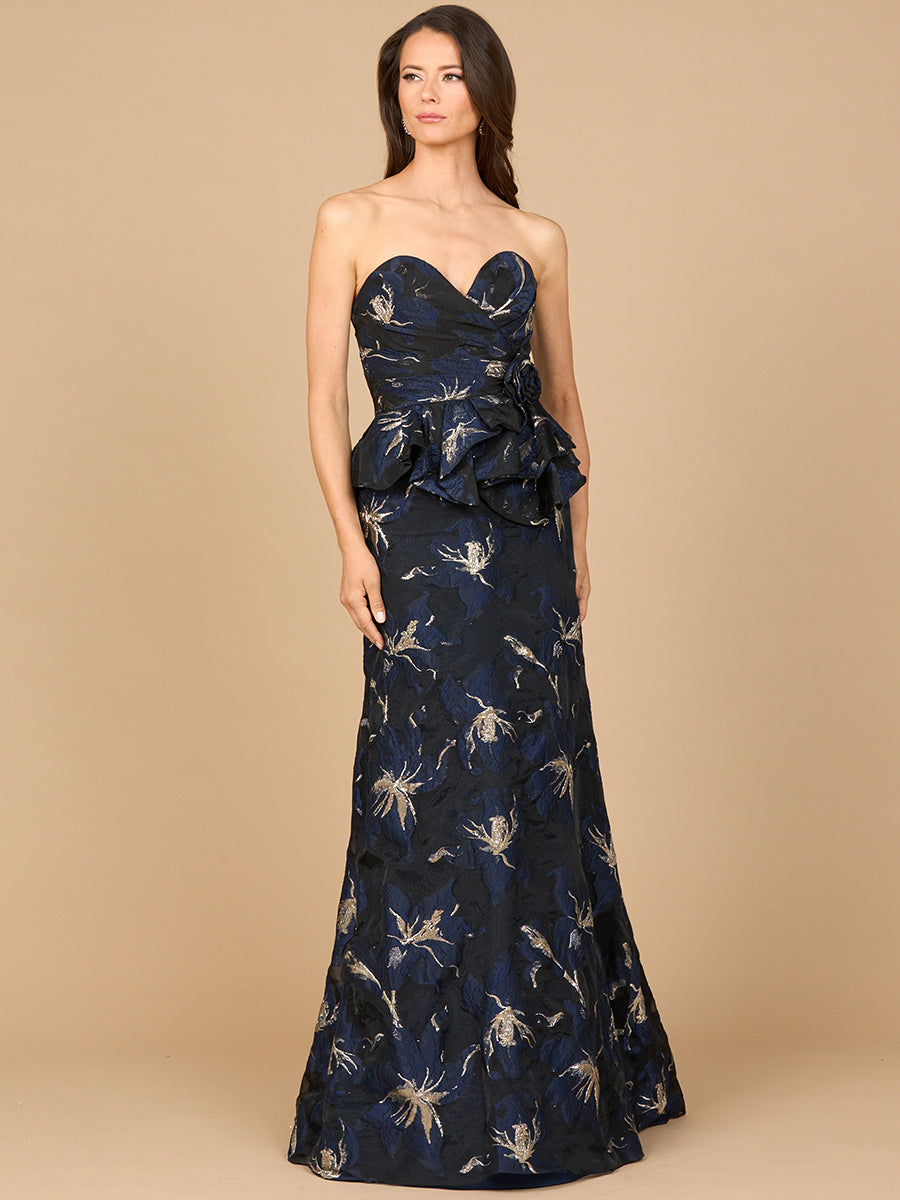 Strapless Brocade Gown with Bolero 28918