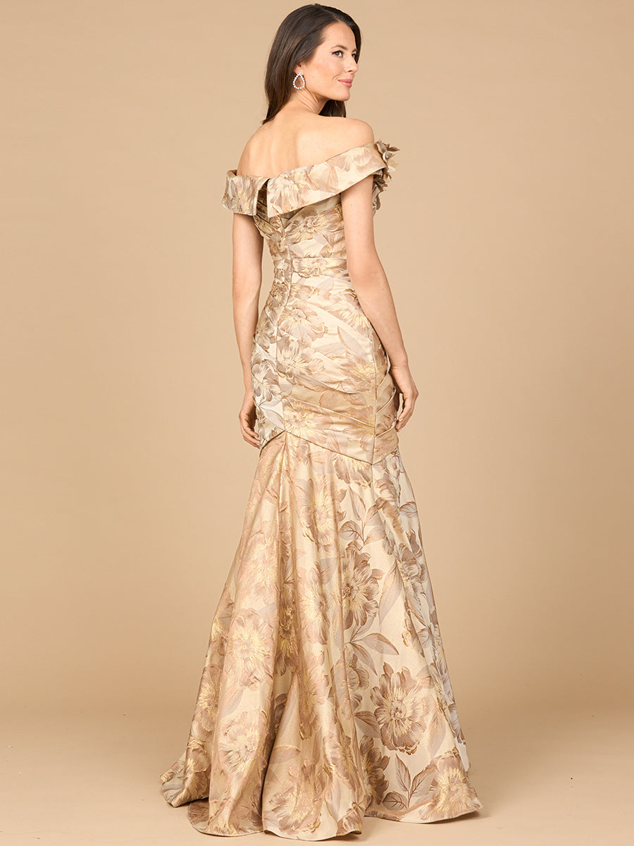 Off Shoulder Brocade Mermaid Gown 28920