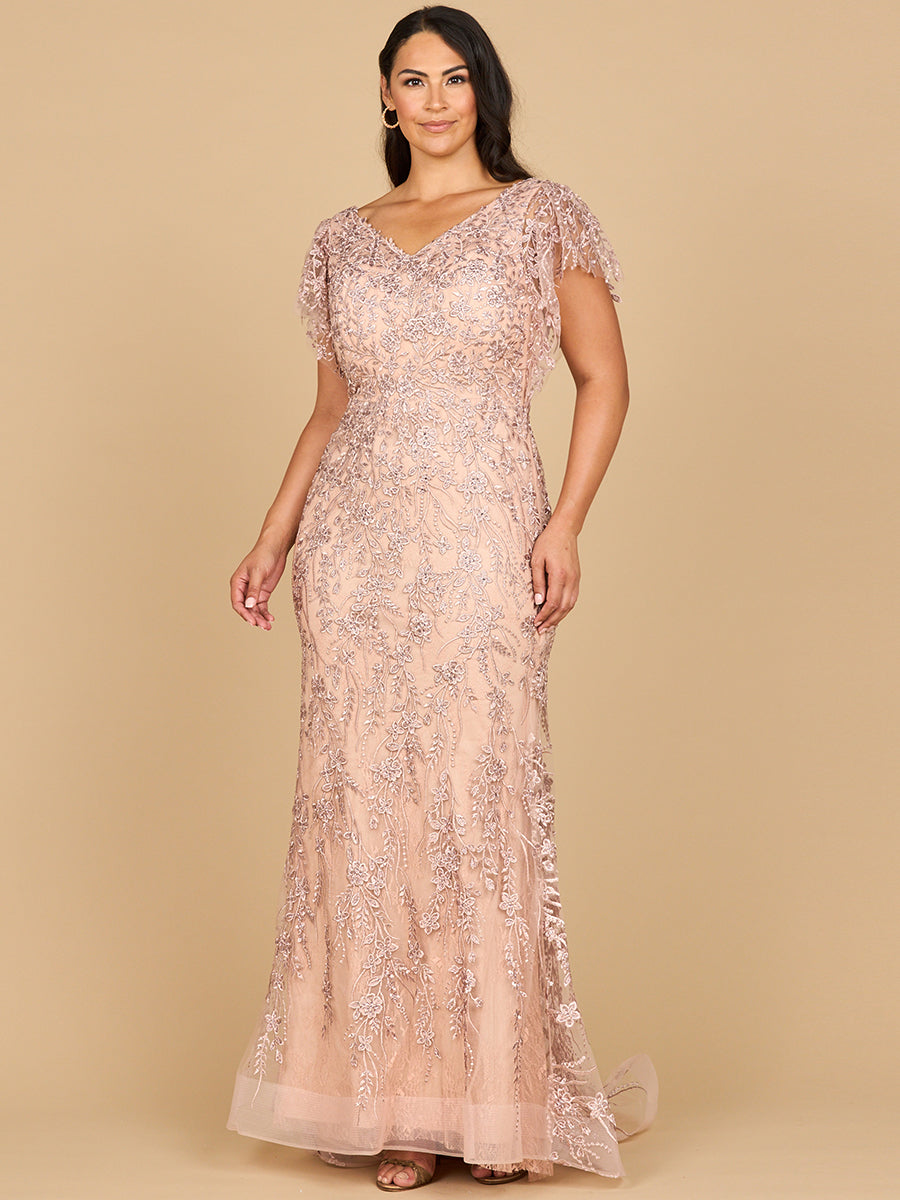 Cap Sleeve Mermaid V-neck Gown 28924