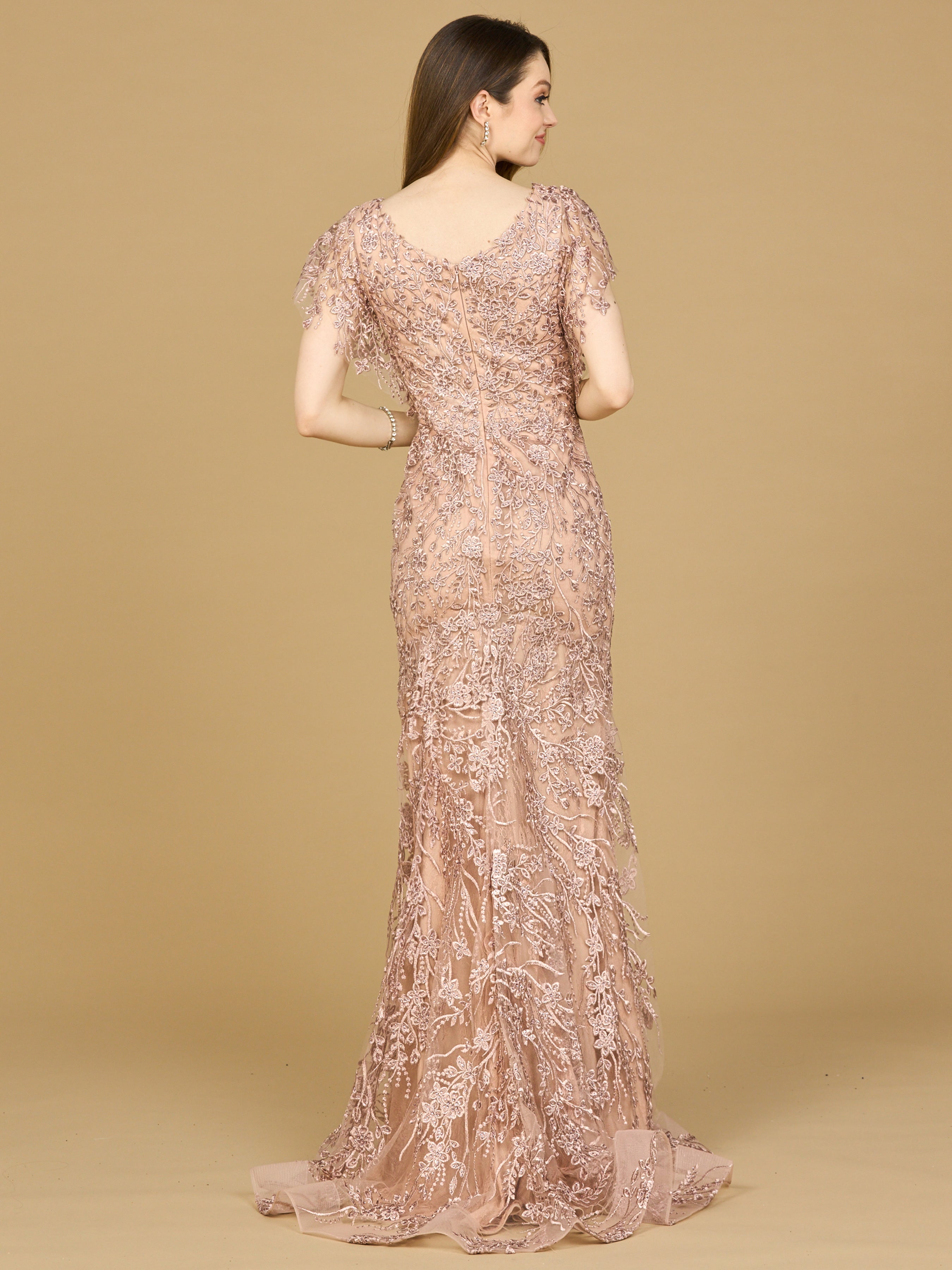 Cap Sleeve Mermaid V-neck Gown 28924