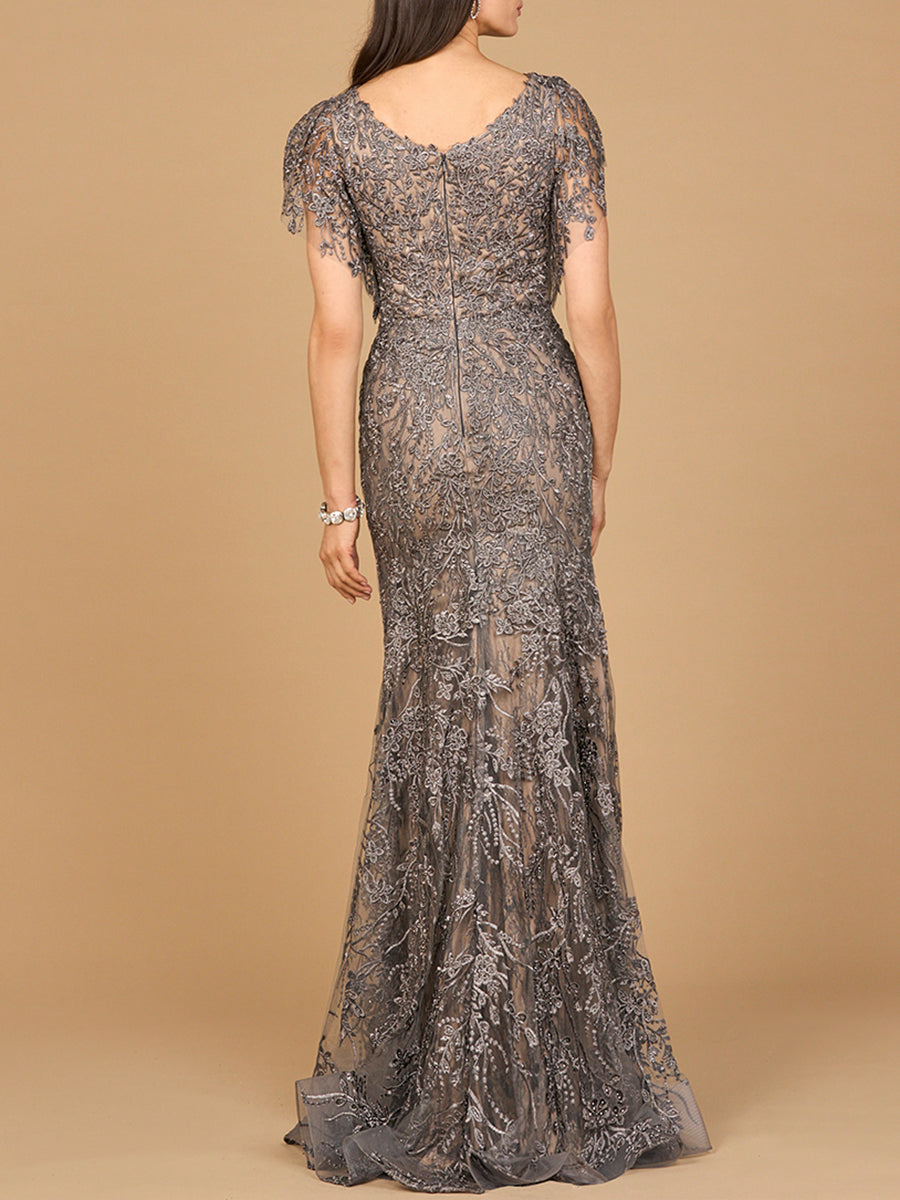 Cap Sleeve Mermaid V-neck Gown 28924