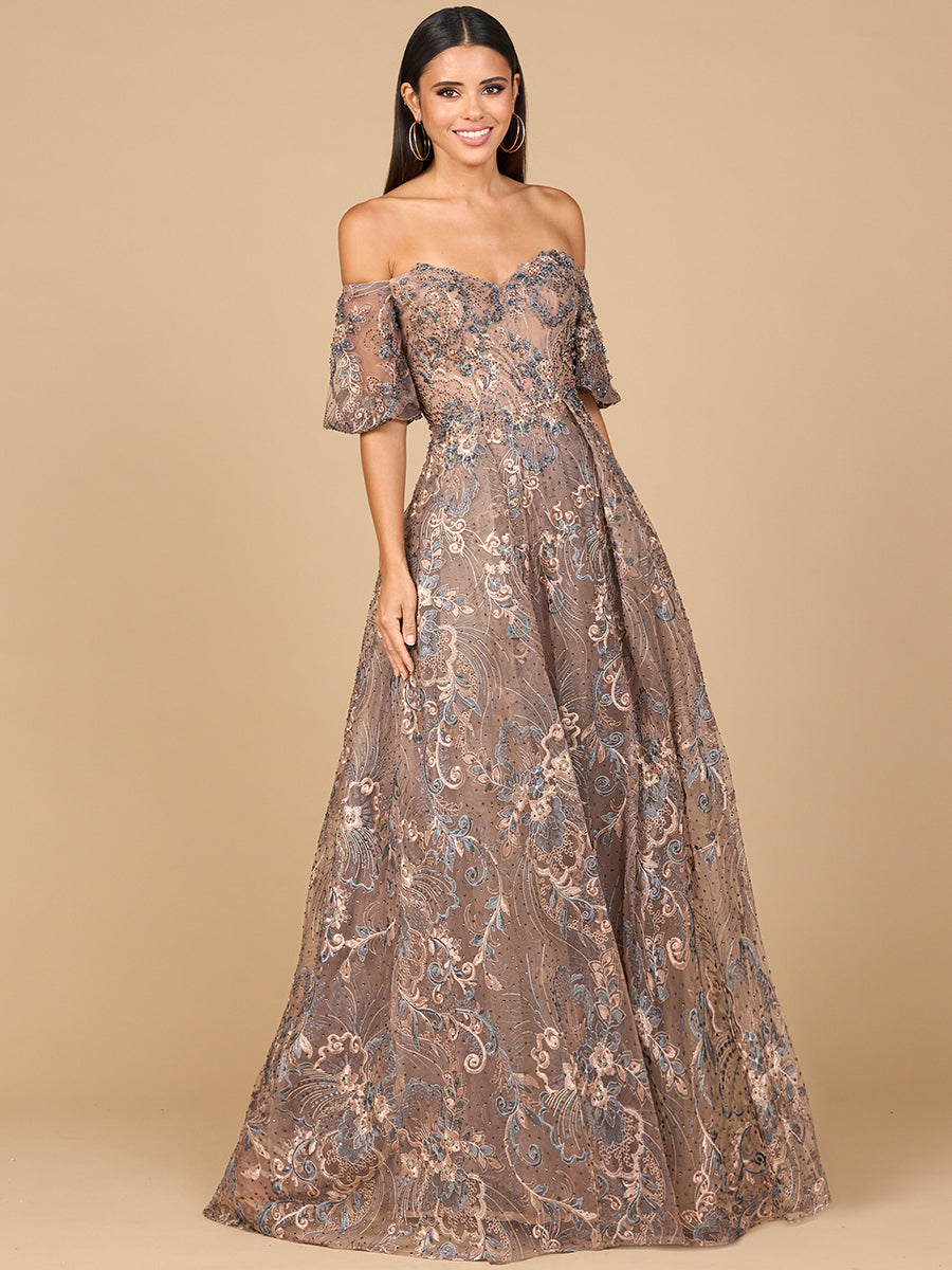 Off Shoulder Lace Ballgown 28960