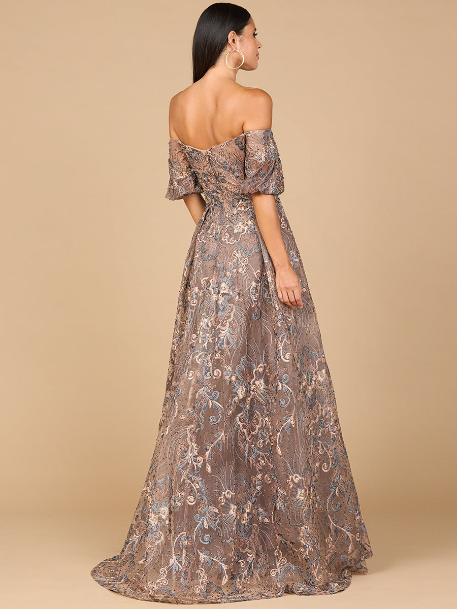 Off Shoulder Lace Ballgown 28960