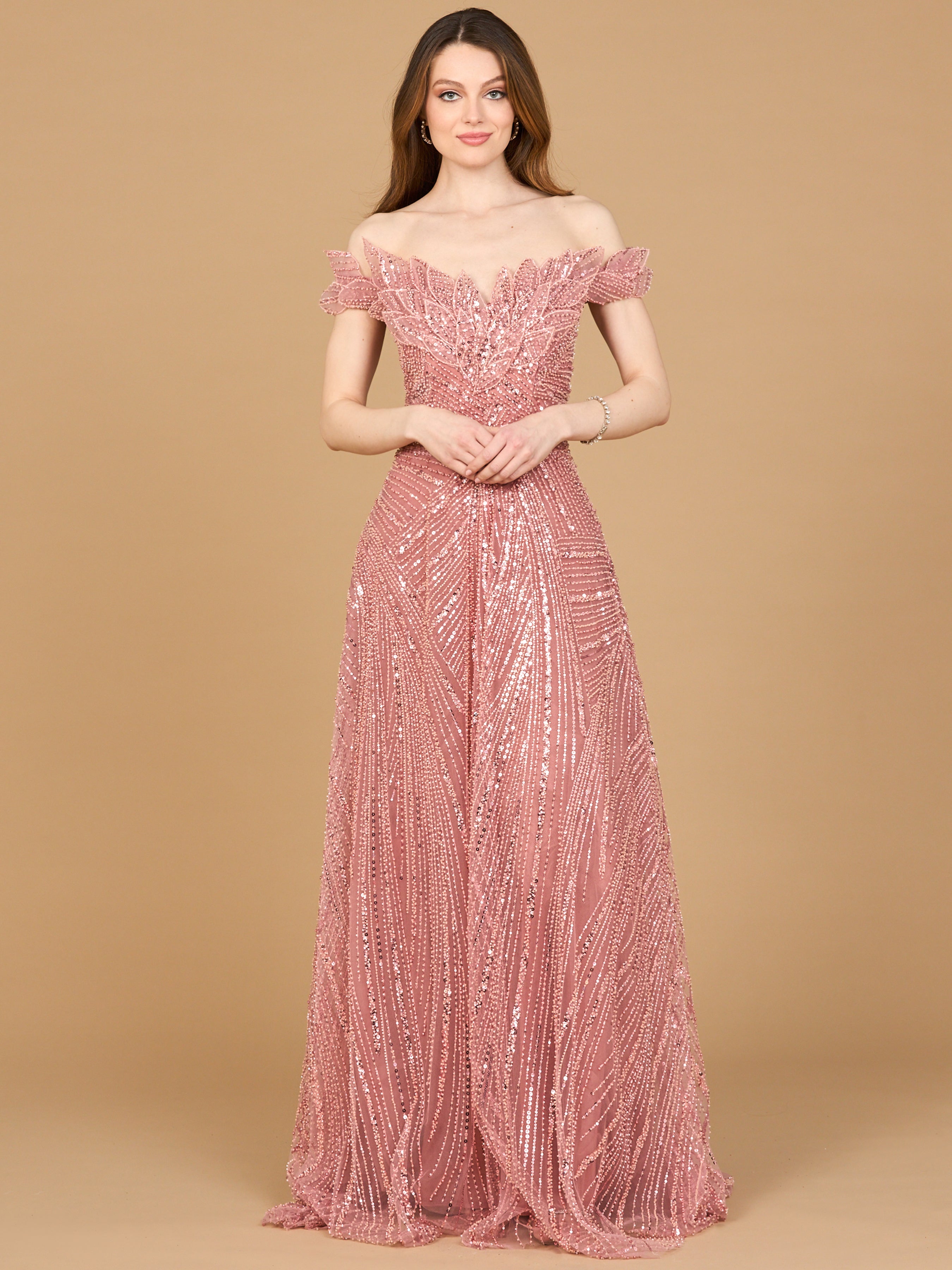 Off Shoulder Beaded Ballgown 28962