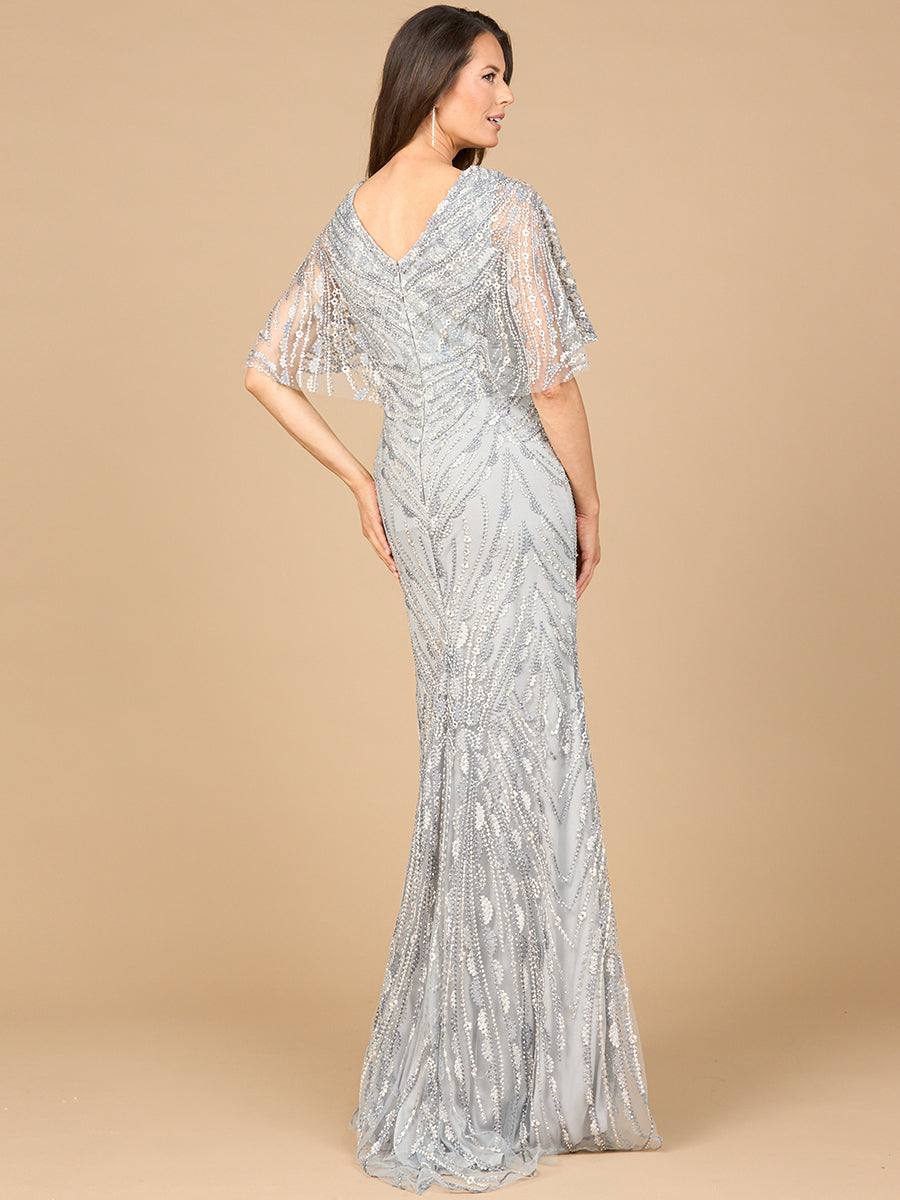 Cape Sleeve Mermaid Gown 28966