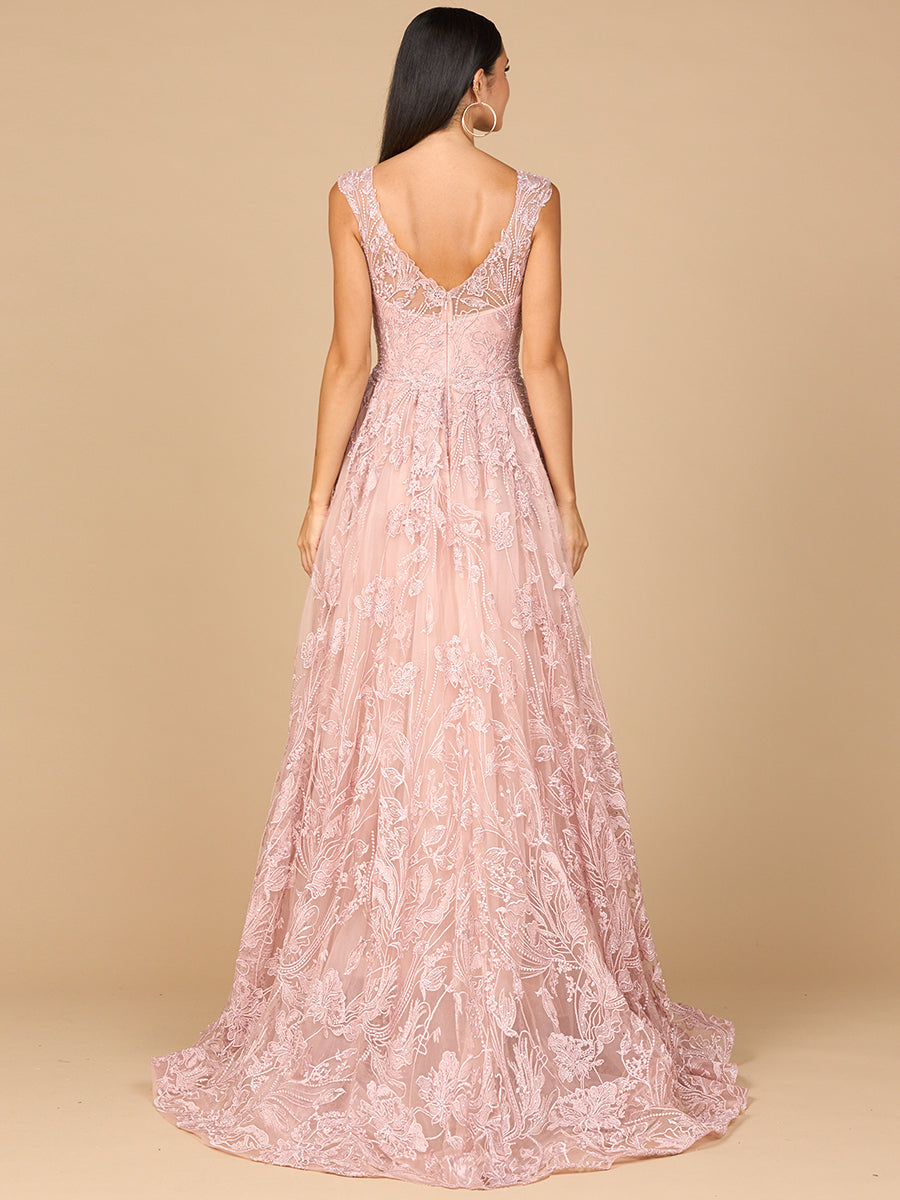 Overskirt Lace Fitted V-Neck Gown 28979