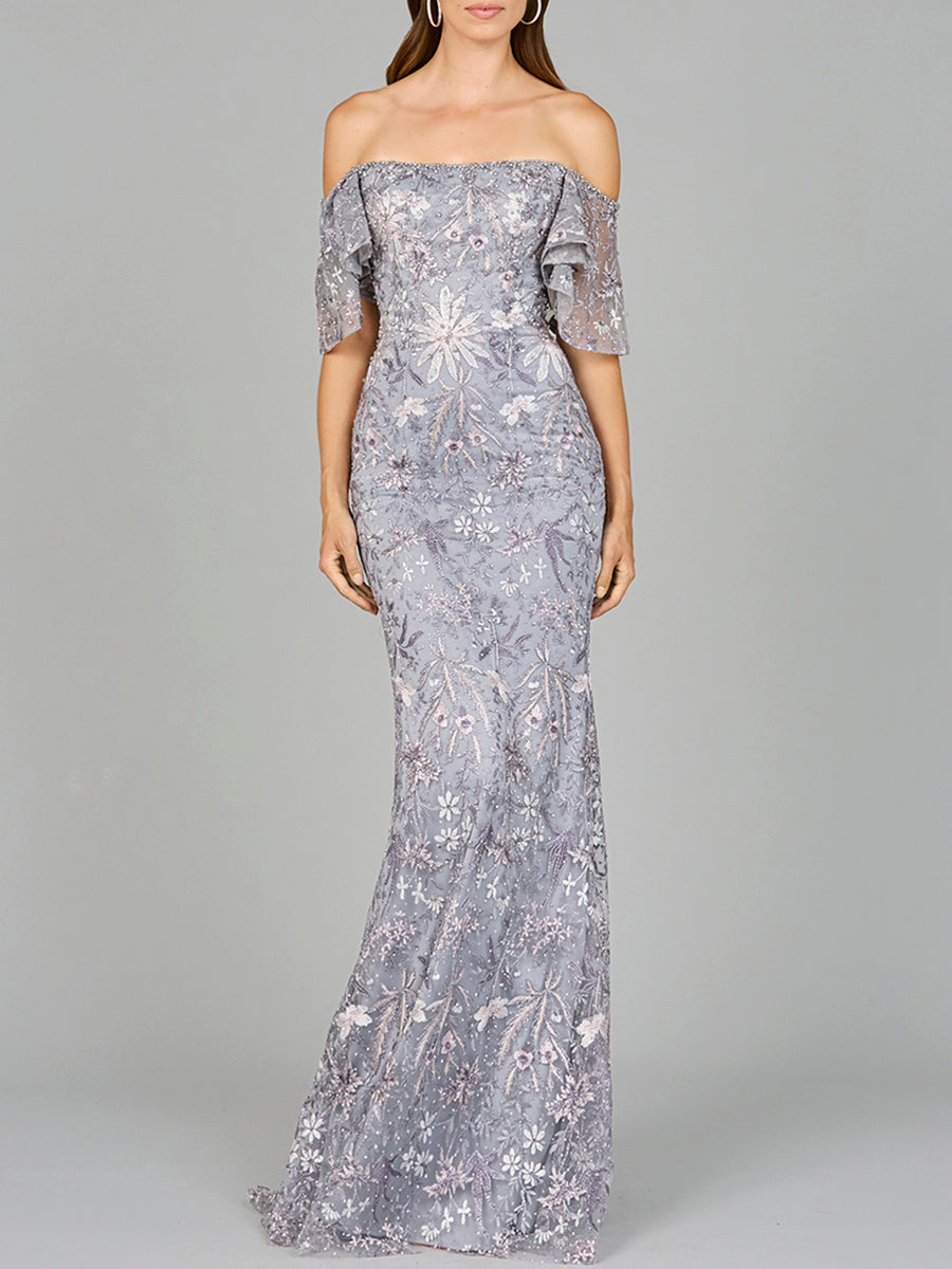 Elegant Off Shoulder Embellished Gown 29001