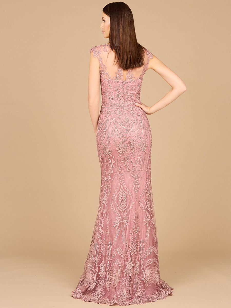Detachable Half Sleeve Lace Sheath Gown 29020