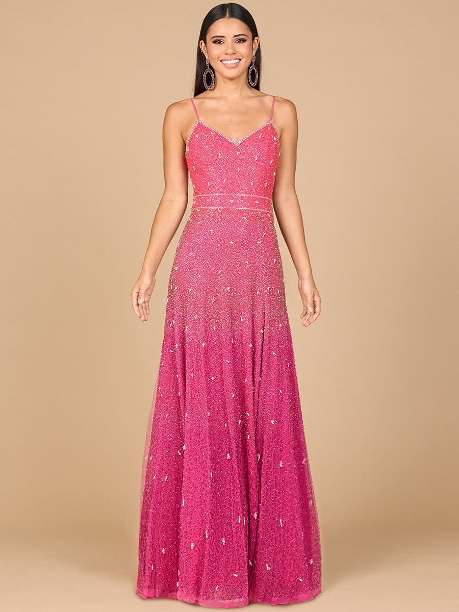 Ombre Beaded Gown - OUTLET 29033