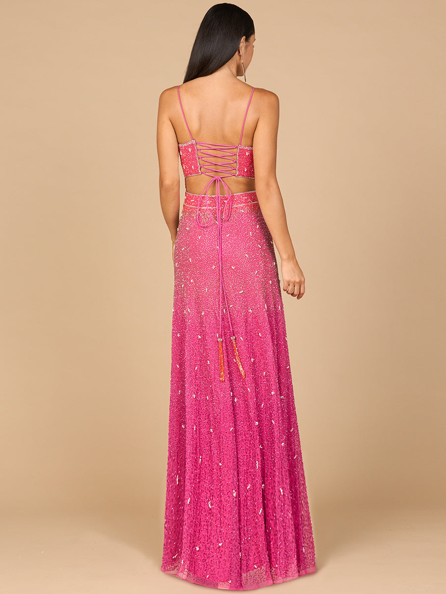 Ombre Beaded Gown - OUTLET 29033