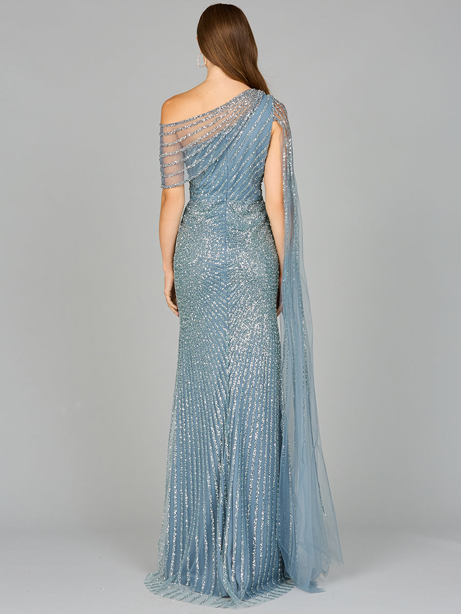 One Shoulder Fitted Gown 29051