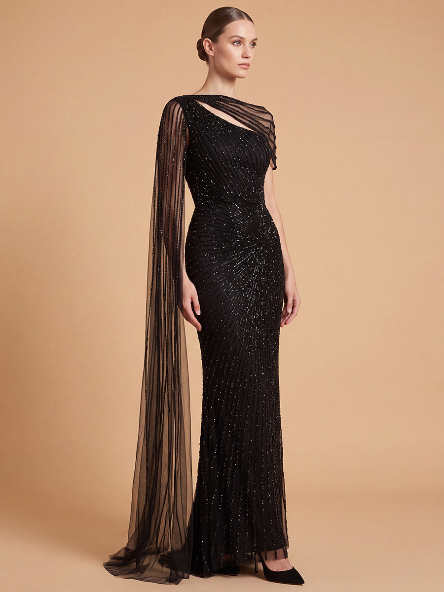 One Shoulder Fitted Gown 29051