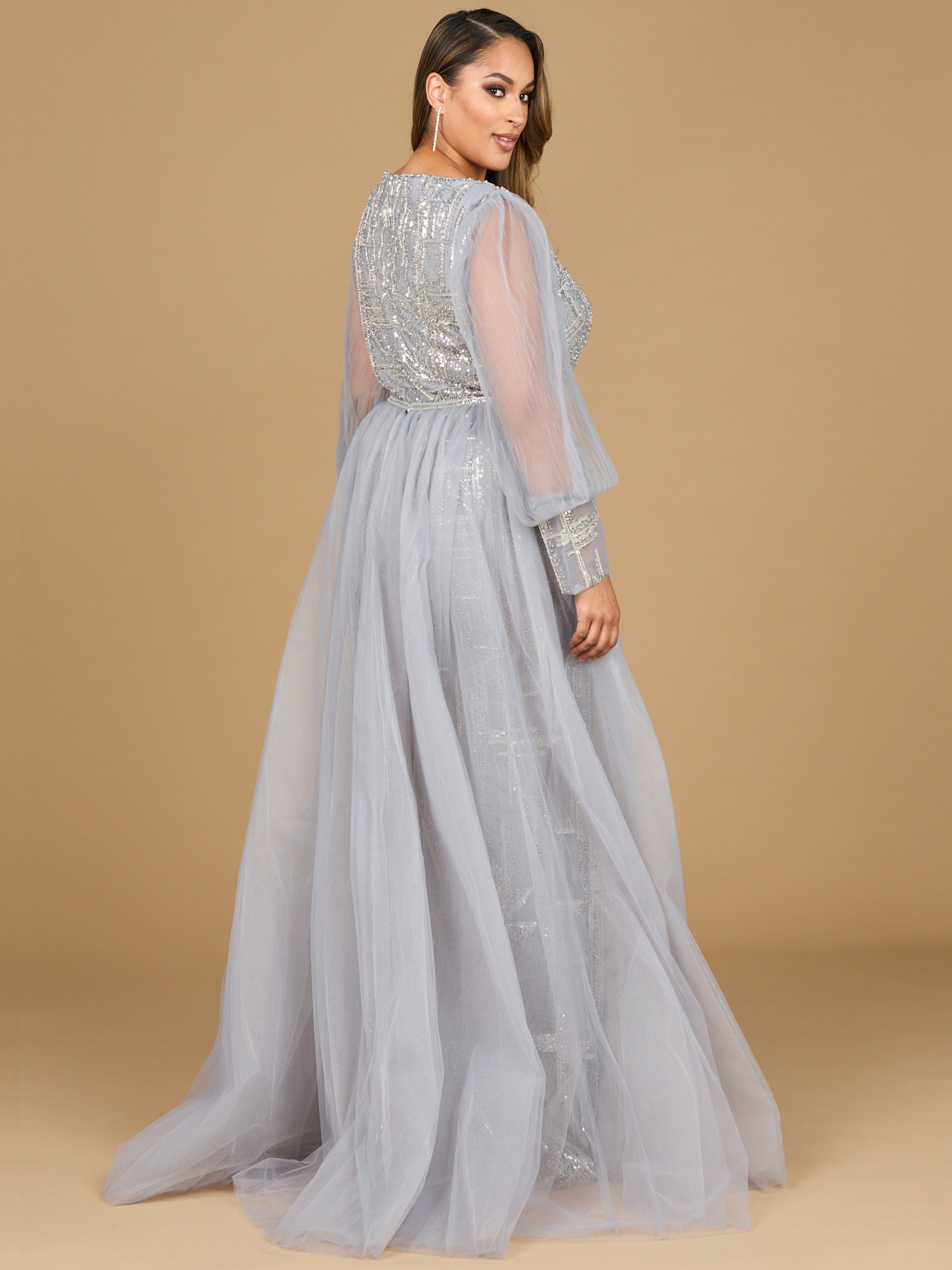 Off Shoulder Gown with Feathers 29161