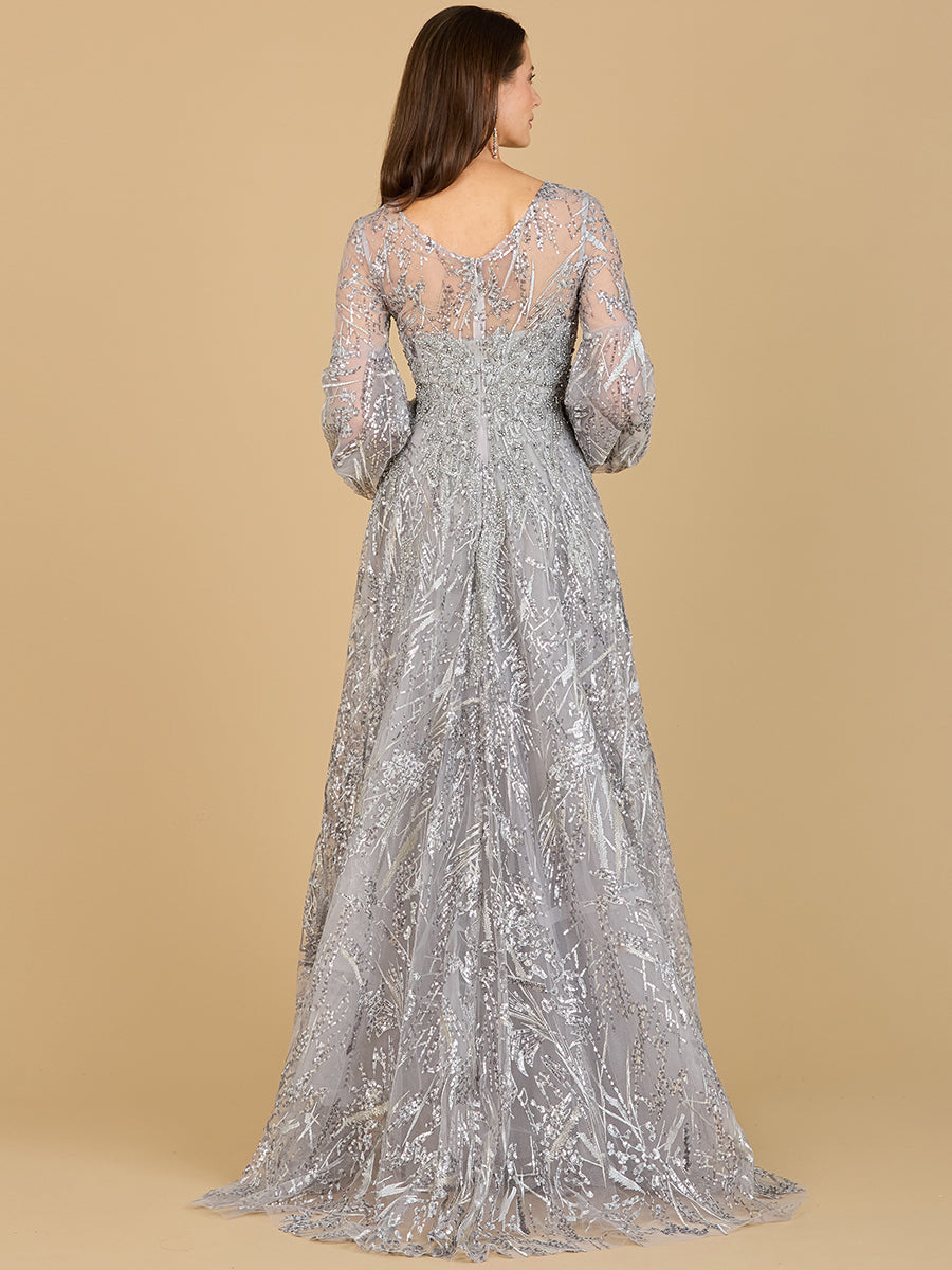 V Neckline Long Sleeve Gown 29198