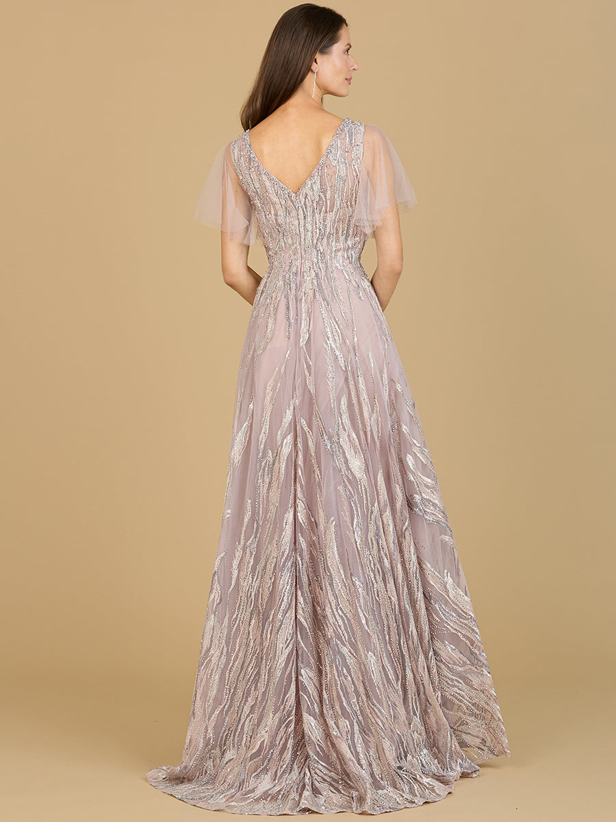 Cape Sleeve V-Neck Gown - OUTLET 29201