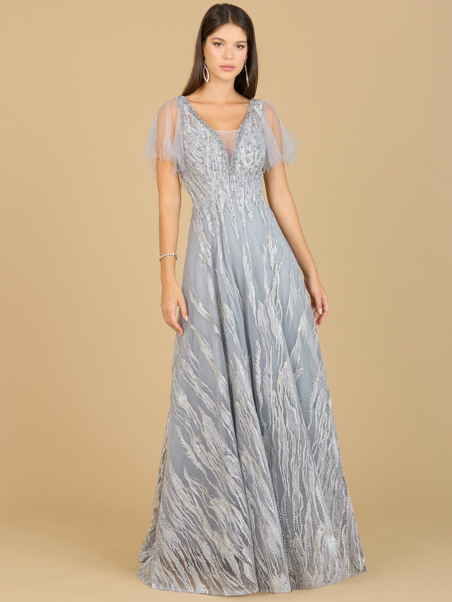 Cape Sleeve V-Neck Gown - OUTLET 29201