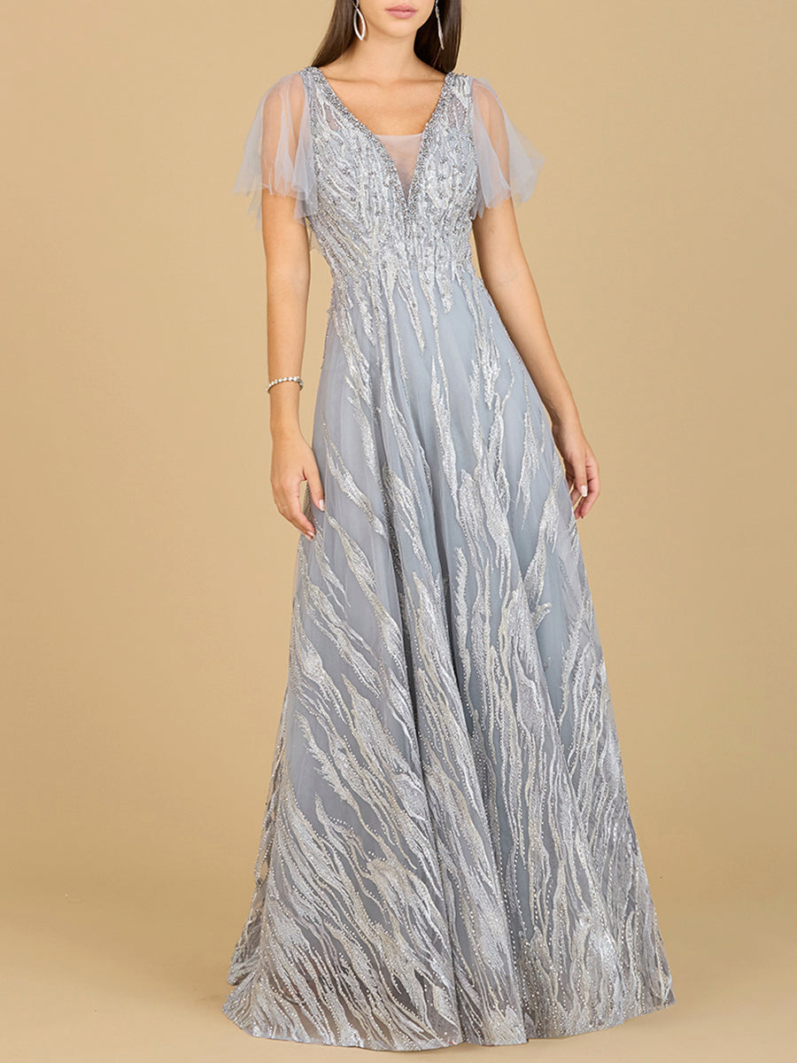 Cape Sleeve V-Neck Gown - OUTLET 29201