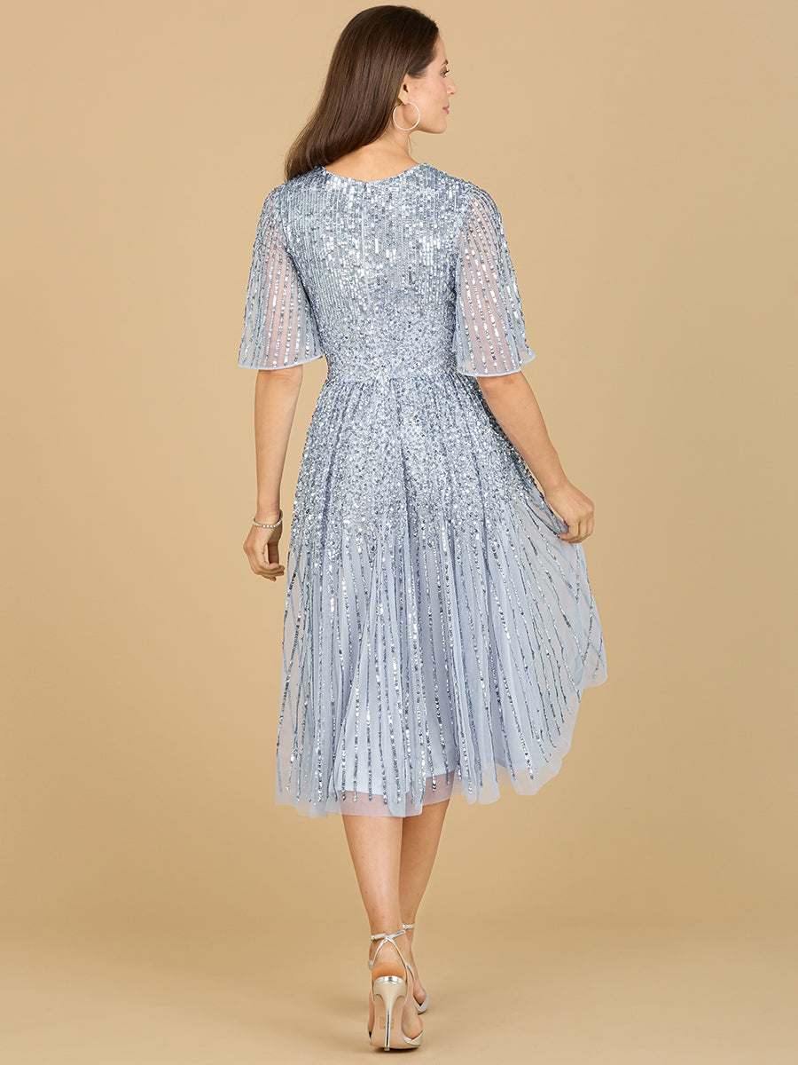 Flowing, Sequin Midi Dress with Short Sleeves 29221