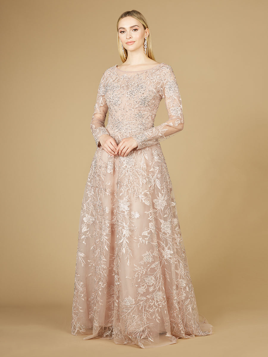 Long Sleeve High Neck Gown 29240