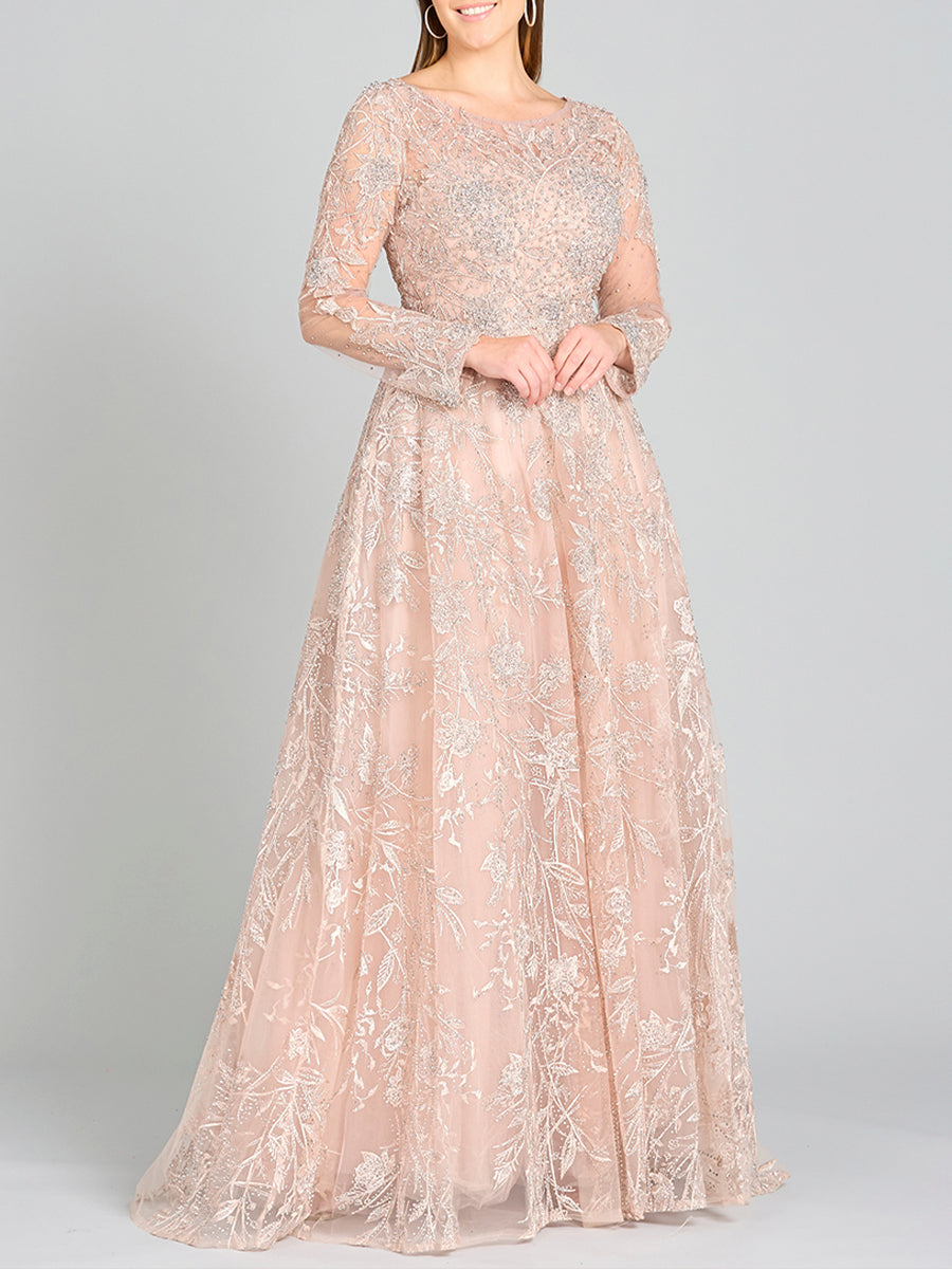 Long Sleeve High Neck Gown 29240