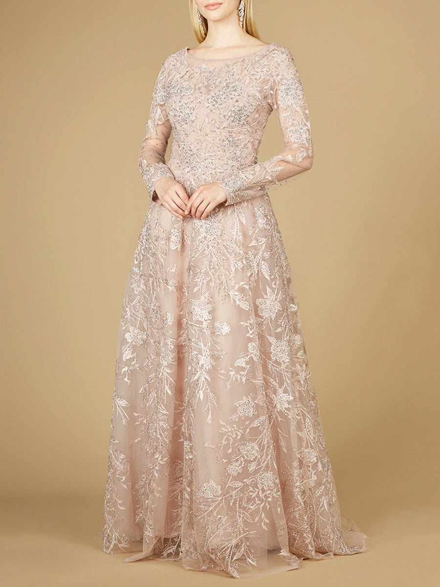 Long Sleeve High Neck Gown 29240