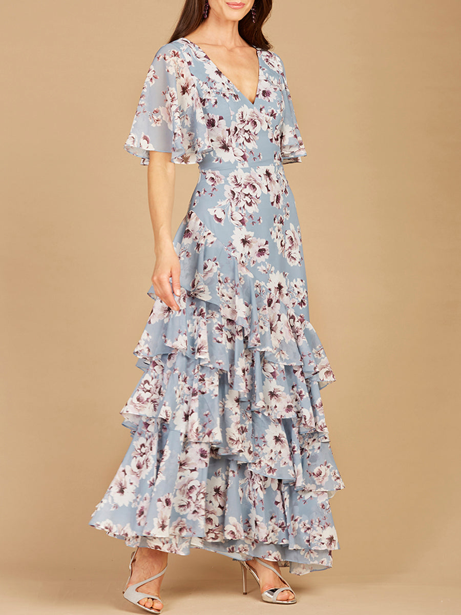 Cape Sleeve Print Dress- OUTLET 29246