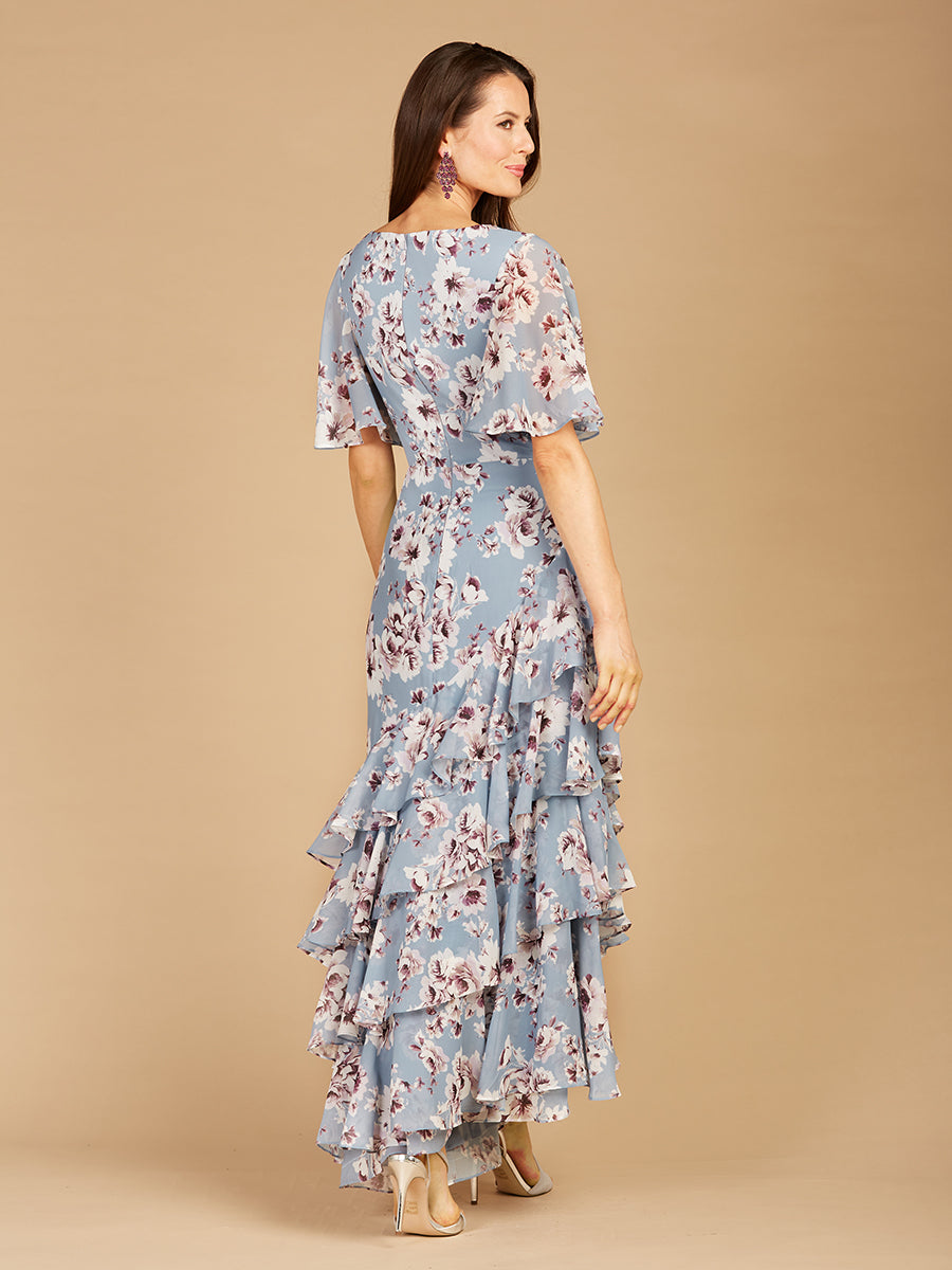 Cape Sleeve Print Dress- OUTLET 29246