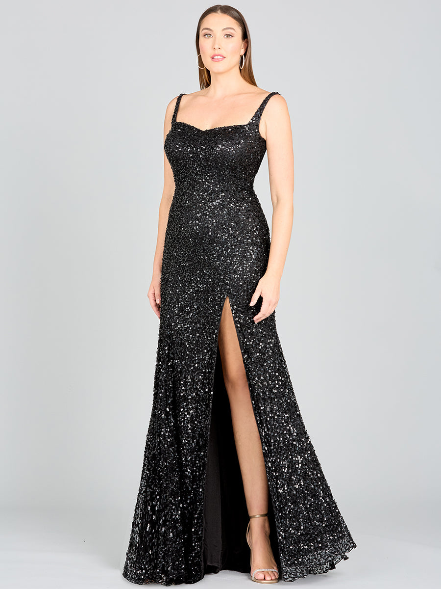 Sweetheart Neckline, Beaded Gown with Slit 29285