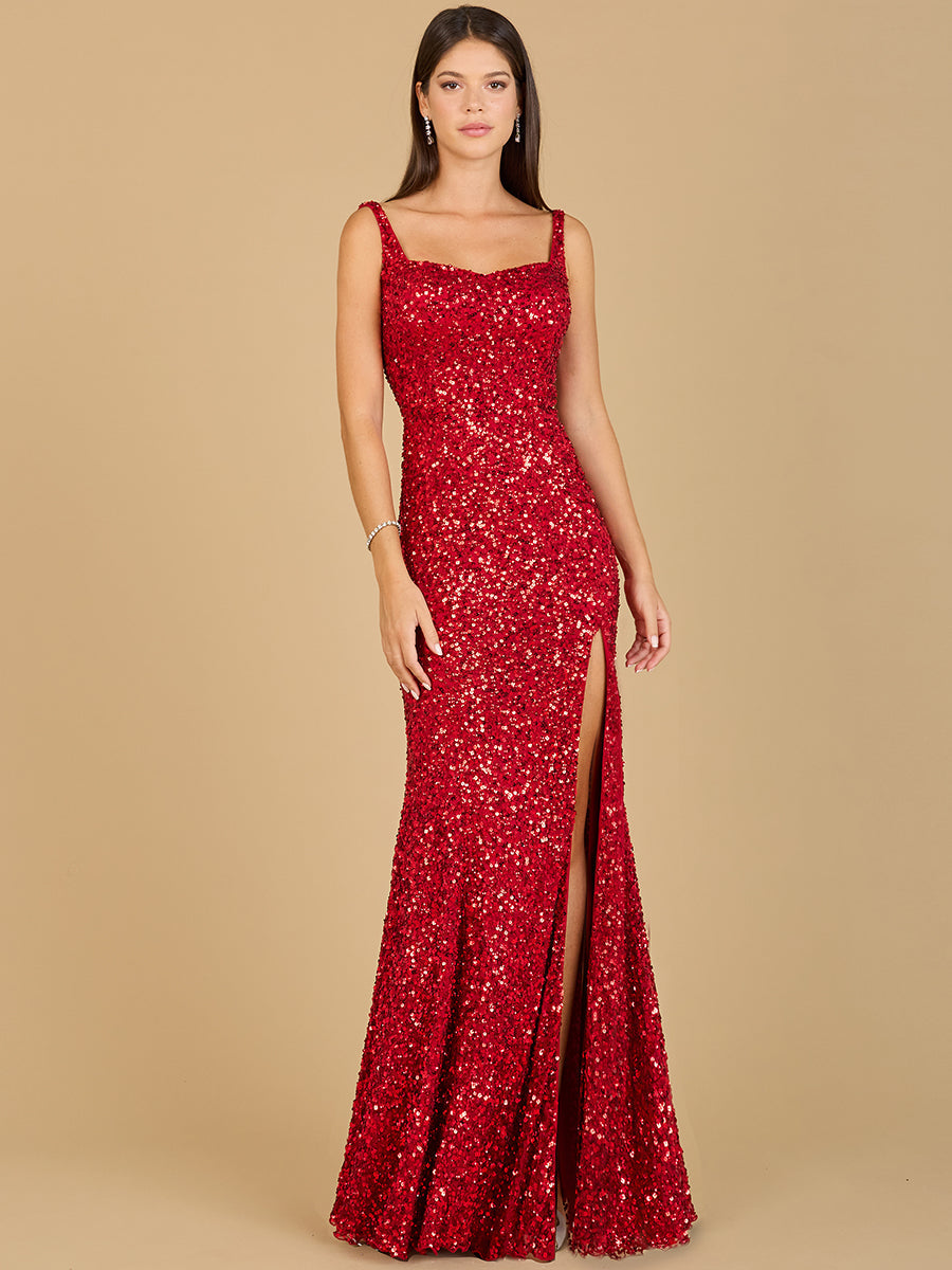 Sweetheart Neckline, Beaded Gown with Slit 29285