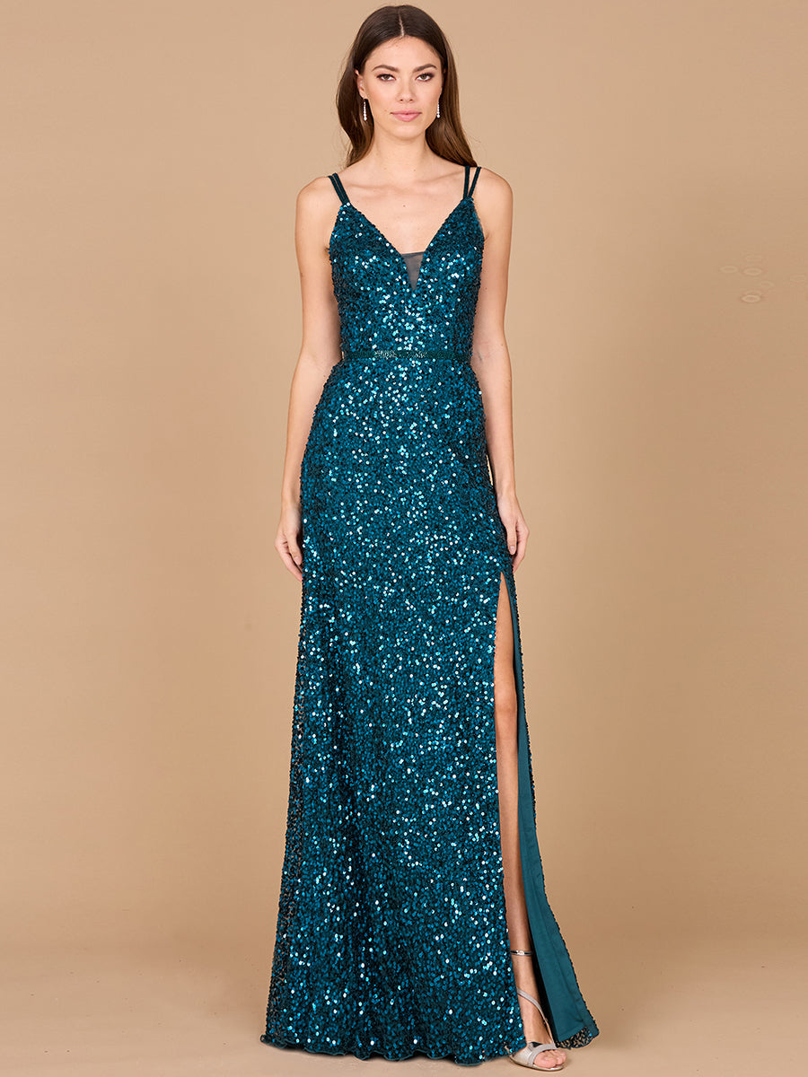 Beaded Prom Dress with High Slit 29322