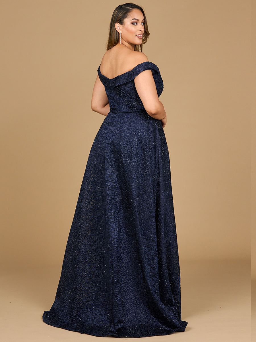 Tonal Beaded Off Shoulder Ballgown 29349