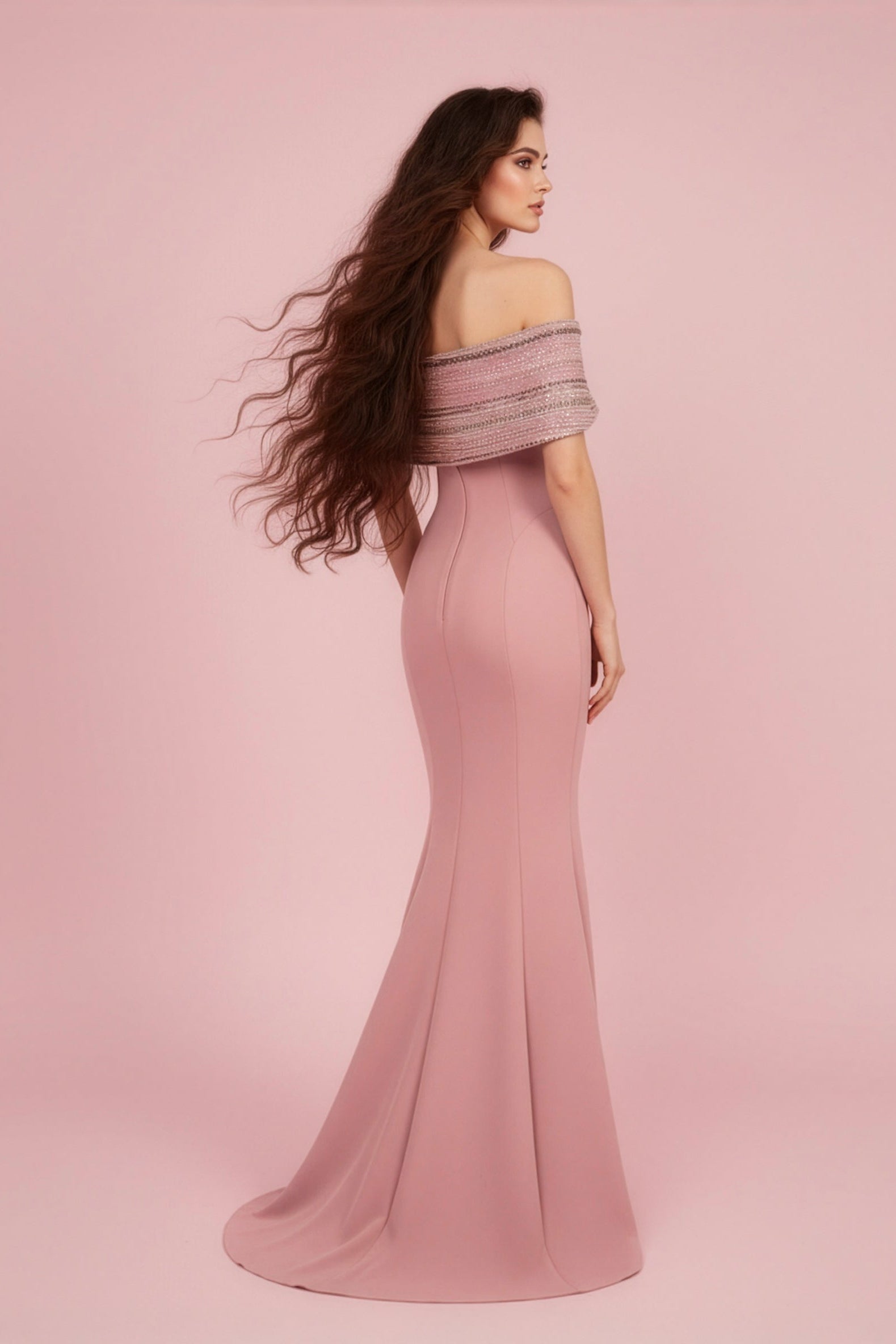 Timeless Mermaid Elegance with Beaded Embroidery F02935