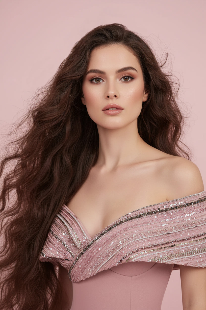 Timeless Mermaid Elegance with Beaded Embroidery F02935