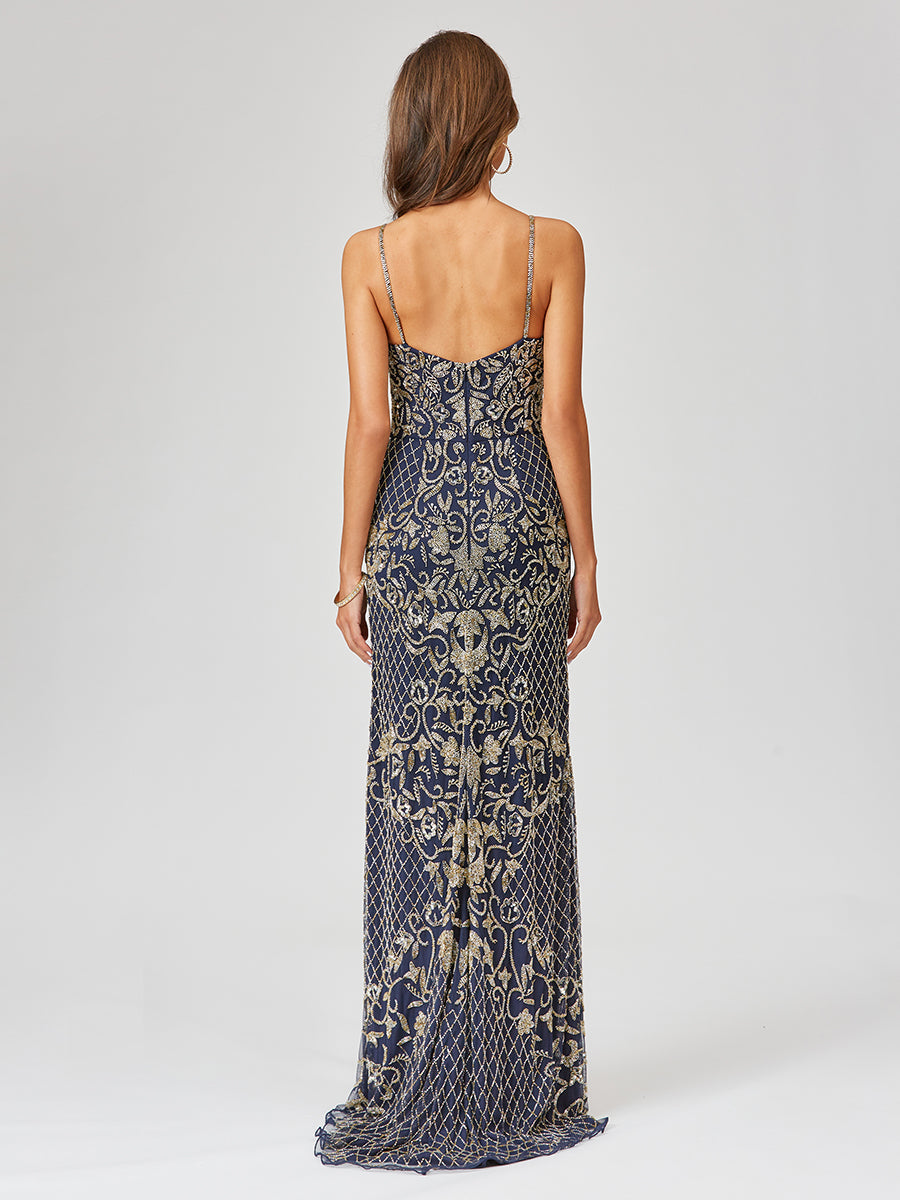 Beaded Tank Dress with Slit - OUTLET 29373