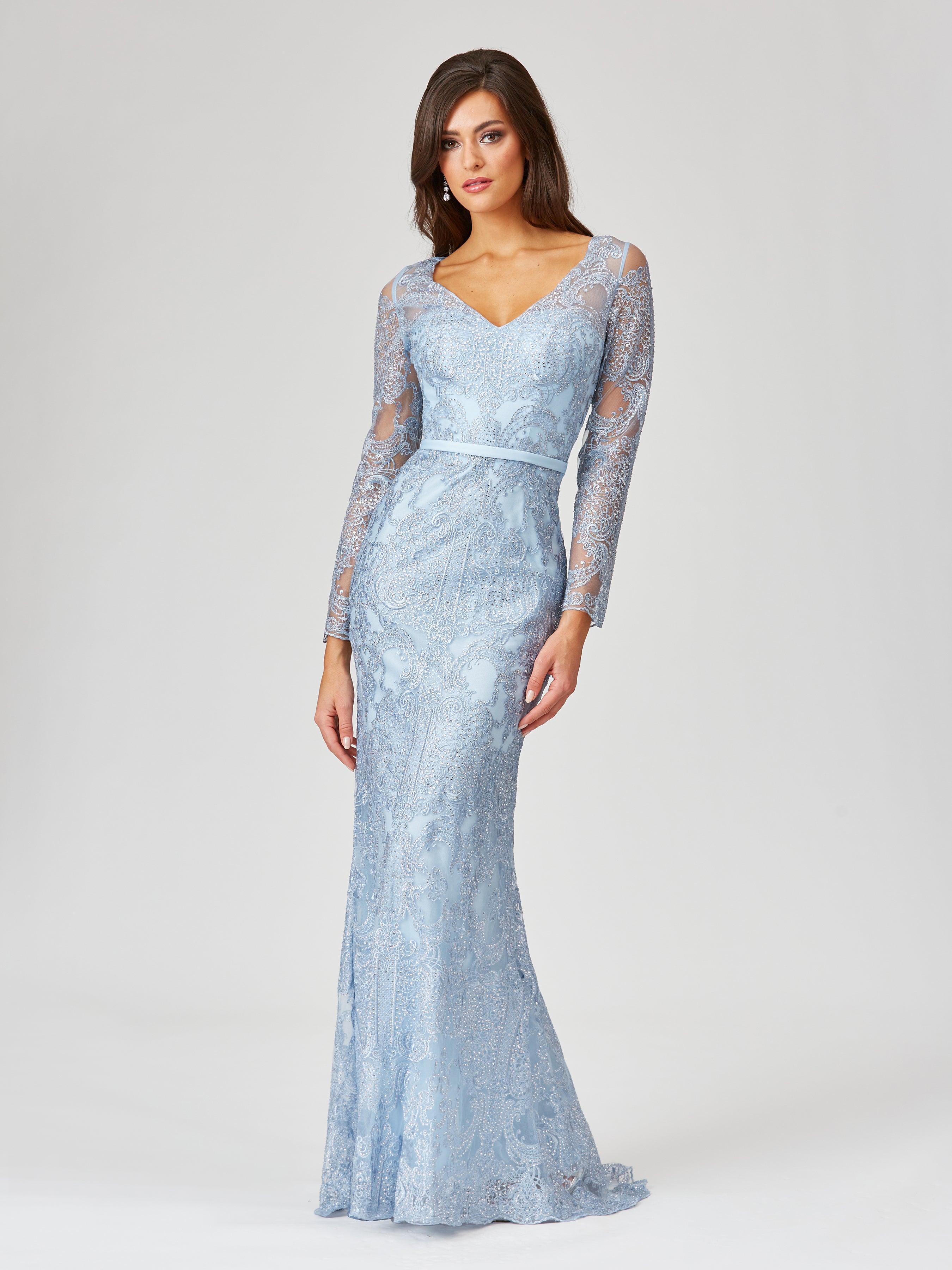 Long Sleeve Lace Mermaid Gown 29466